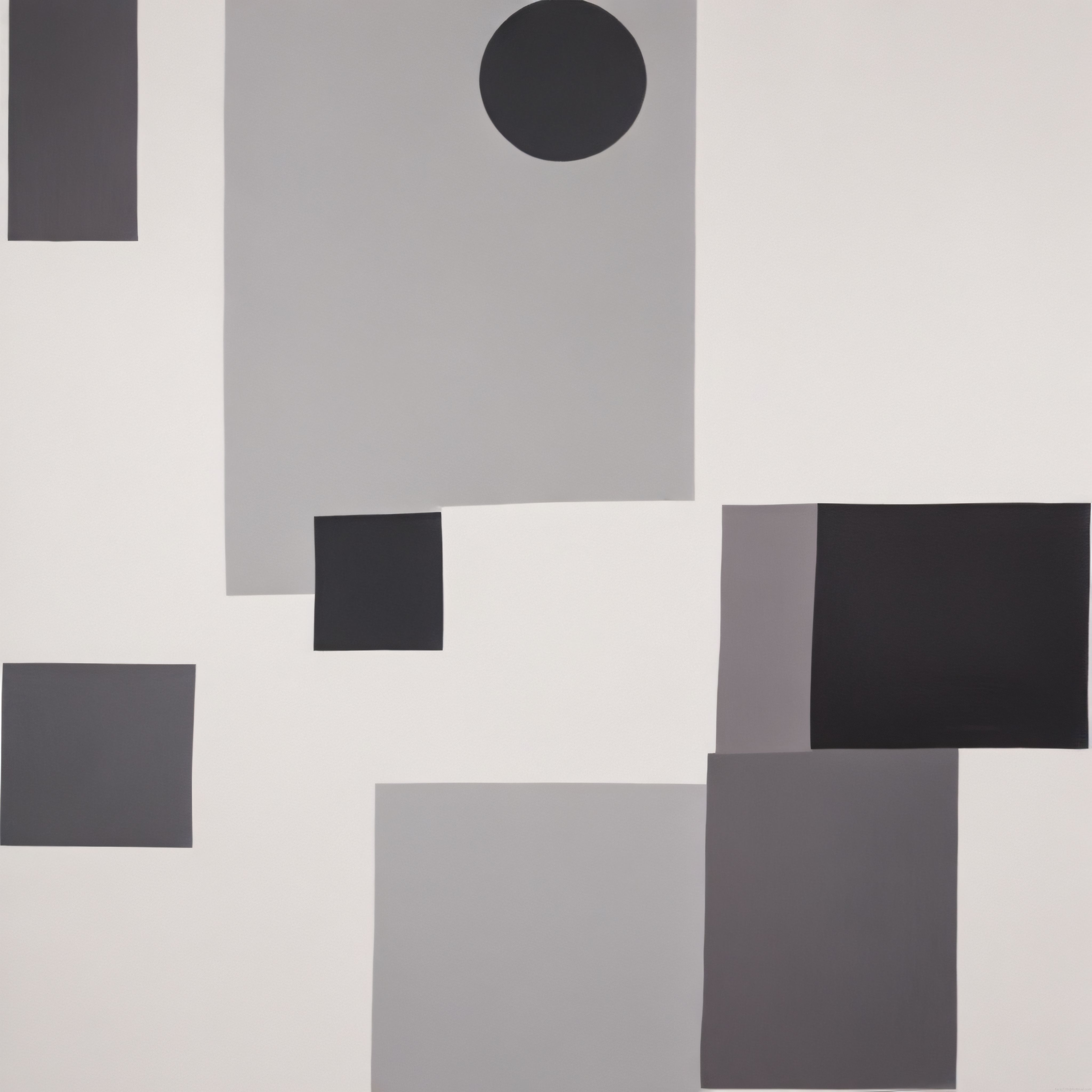 Soyut Minimalist Kompozisyon: Gri Tonlarda Geometrik Daire ve Kareler