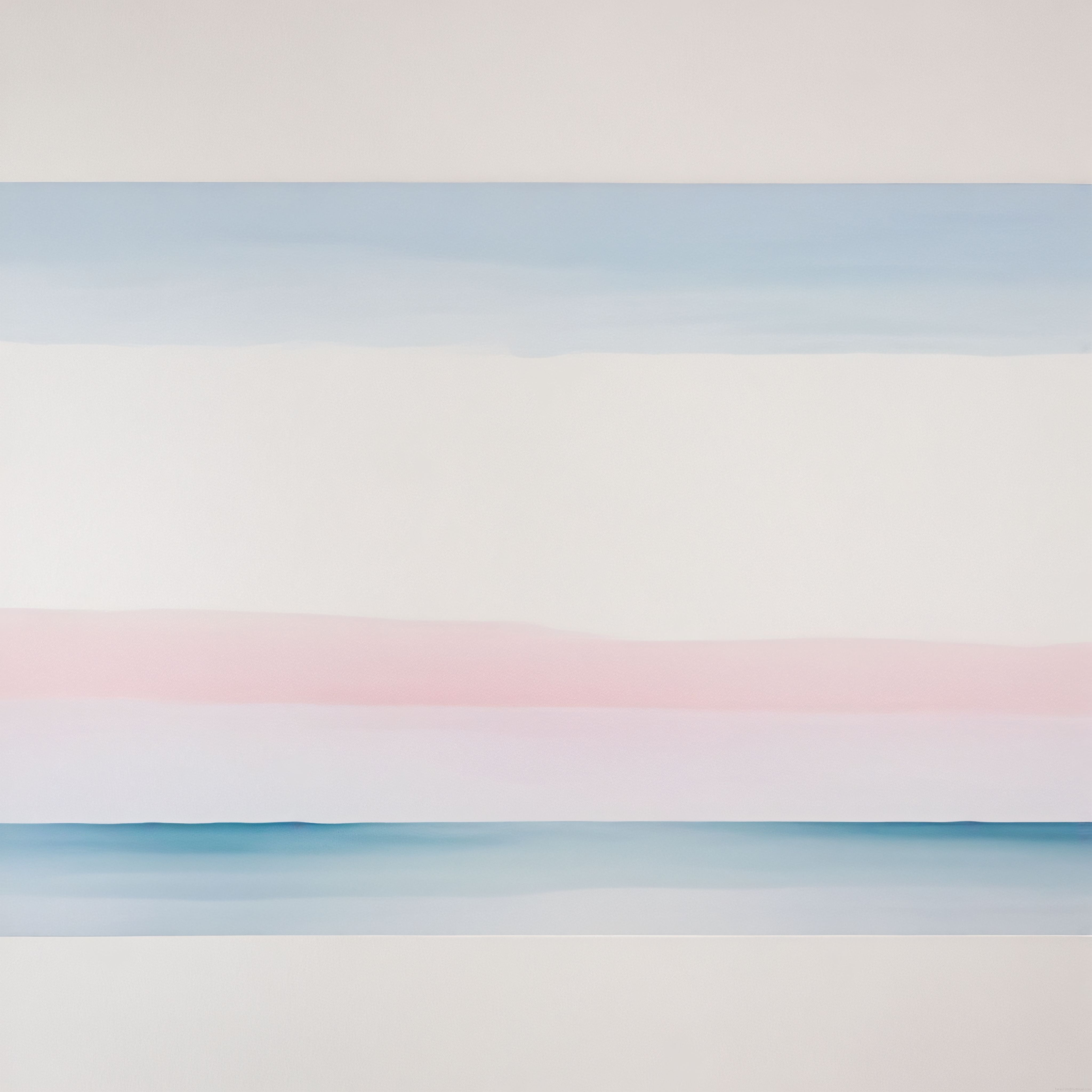 Soyut Minimalist Pastel Tonlarda Yatay Katmanlı Deniz ve Gökyüzü Kompozisyonu
