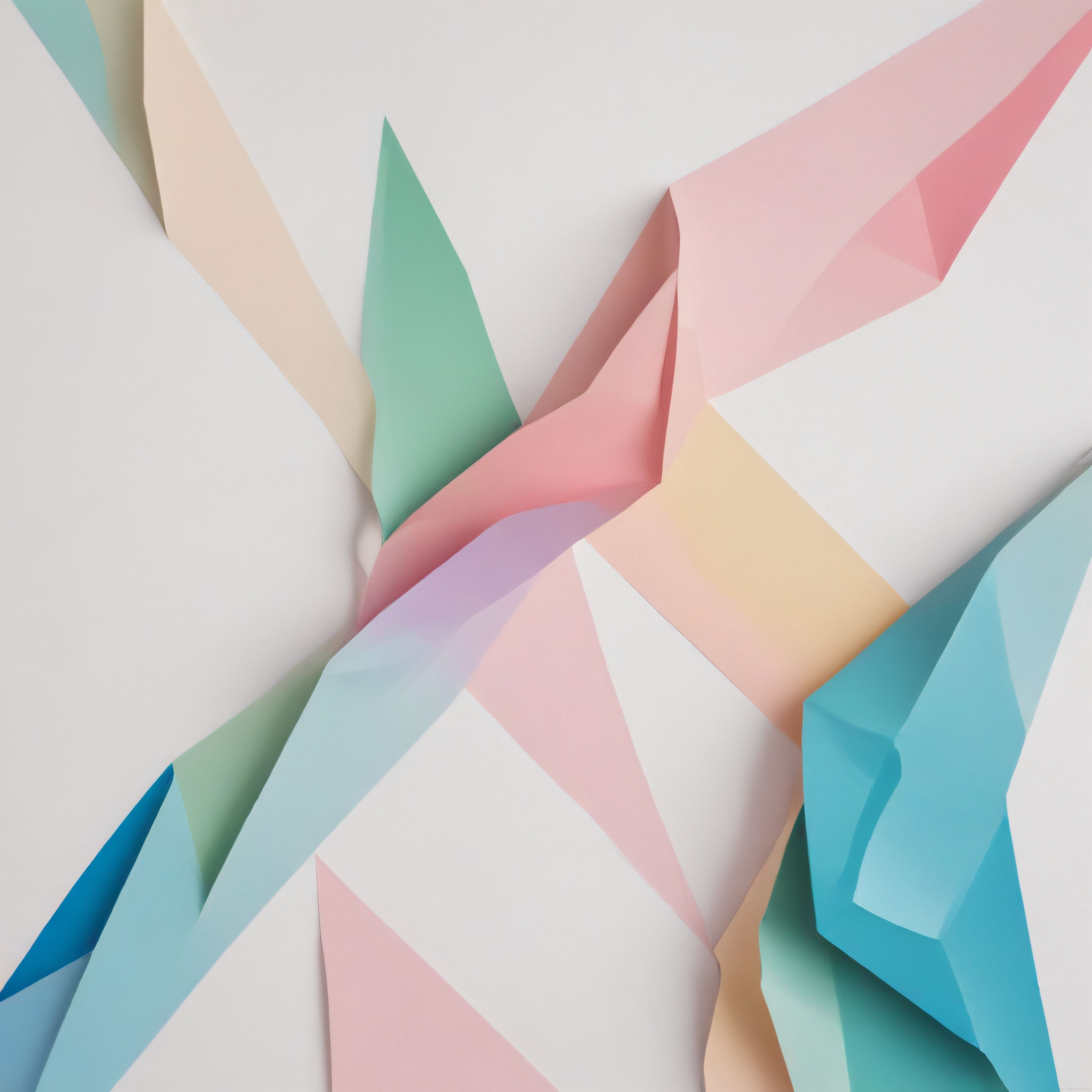 Soyut Pastel Tonlarda Kağıt Katlama Sanatı ile Geometrik Kompozisyon