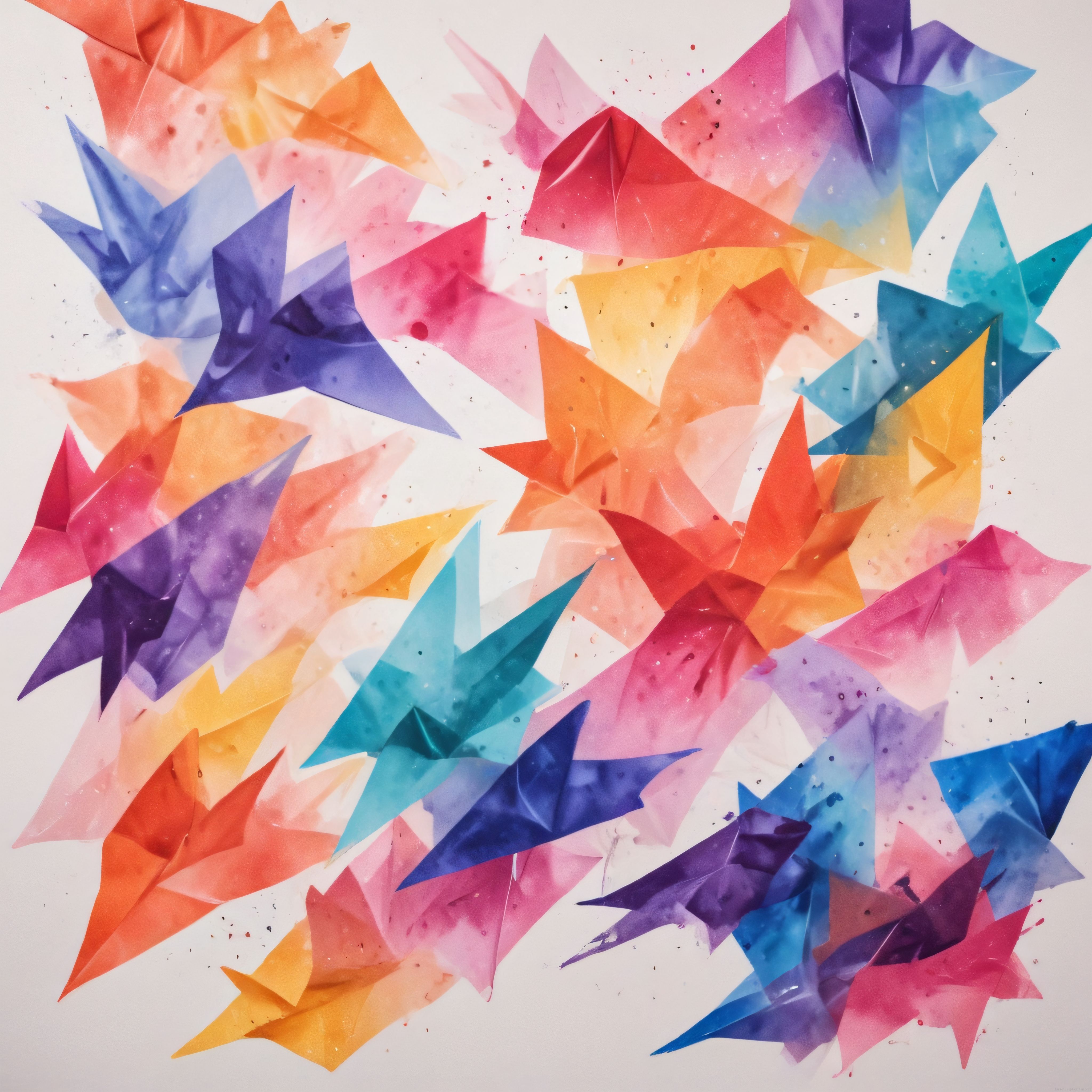 Soyut Renkli Geometrik Suluboya Desen: Modern Üçgen Kompozisyon ve Arka Plan