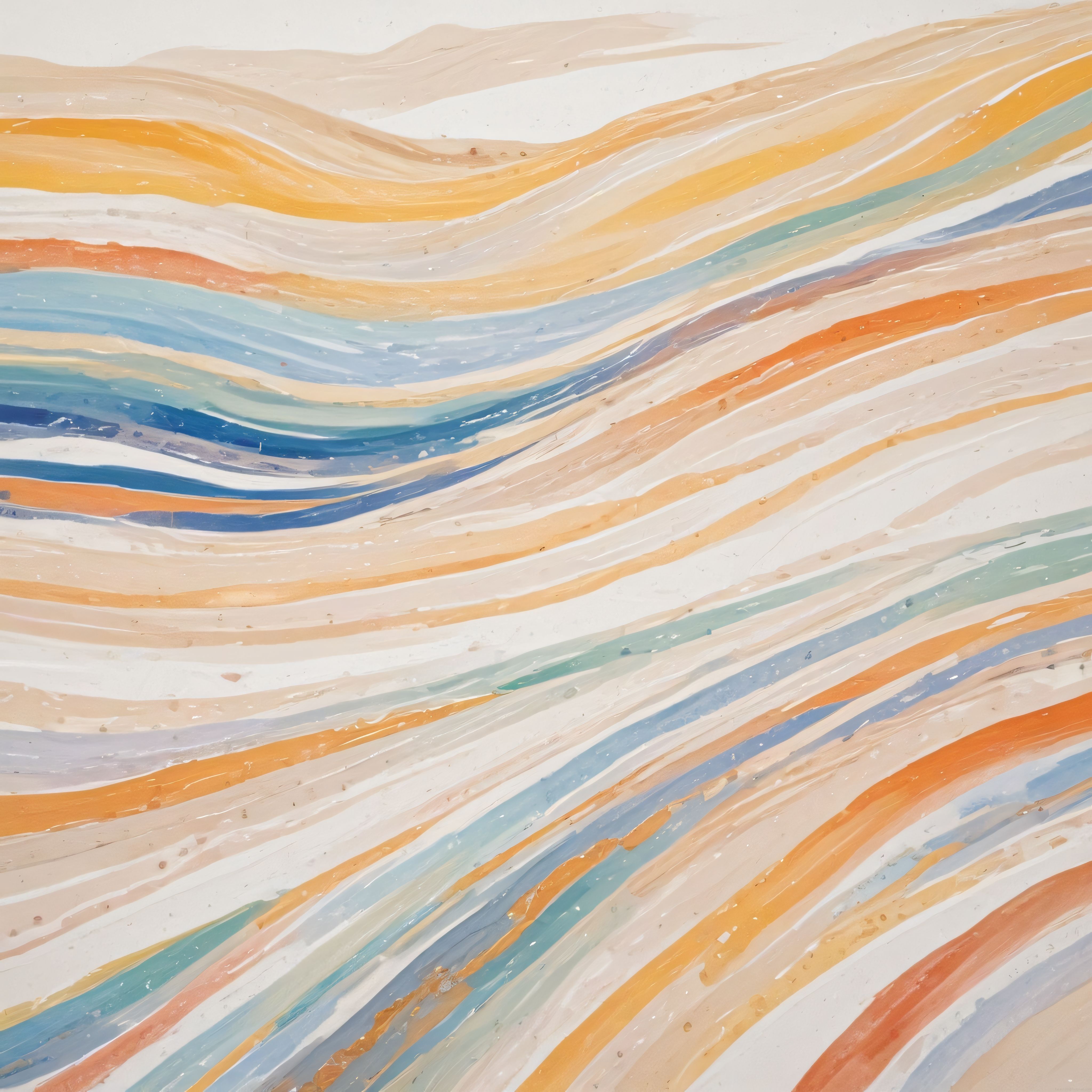 Soyut Sanat Eseri Pastel Turuncu ve Mavi Dalgalar Modern Dekor