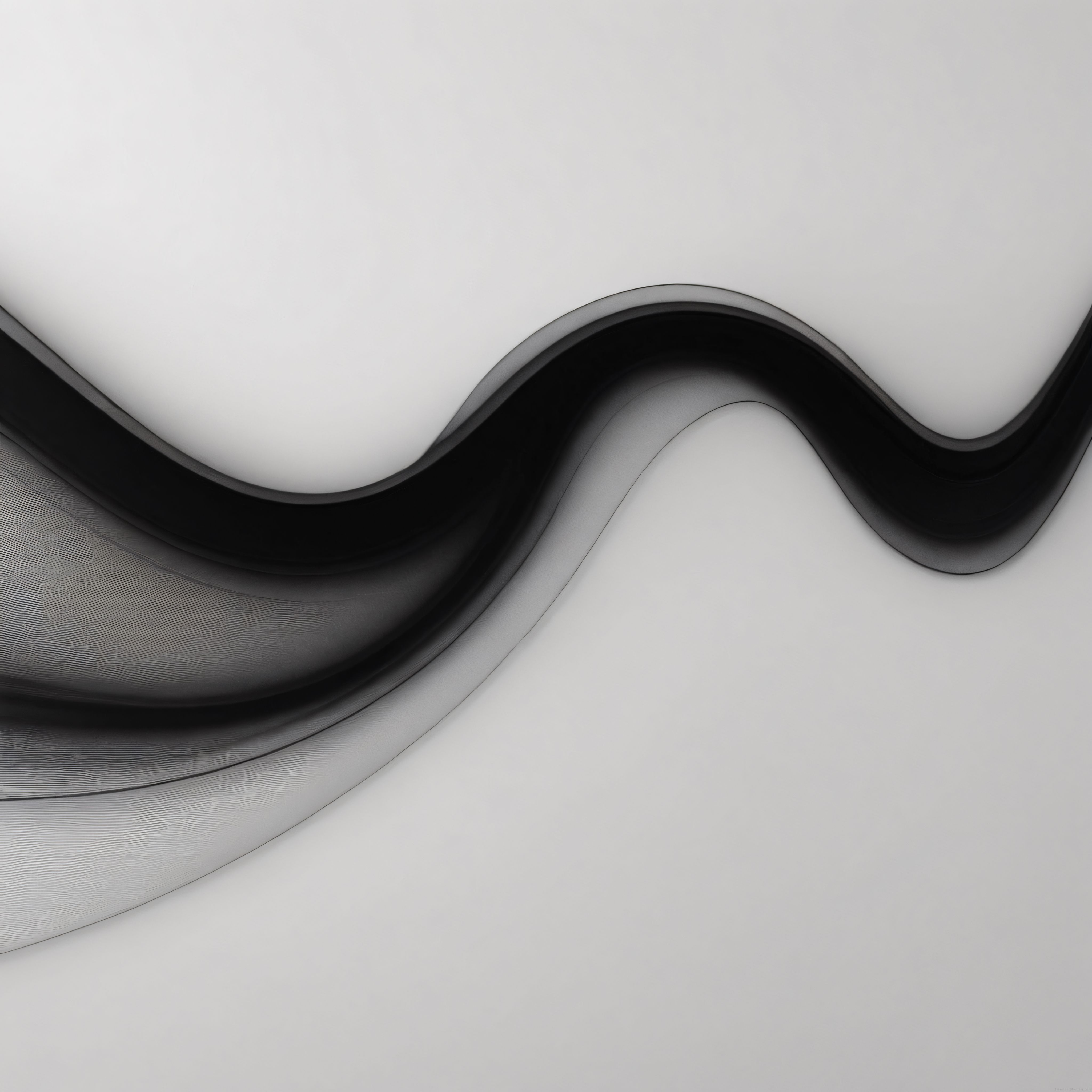 Soyut Siyah Beyaz Dalgalı Dijital Sanat ve Modern Minimalist Arka Plan
