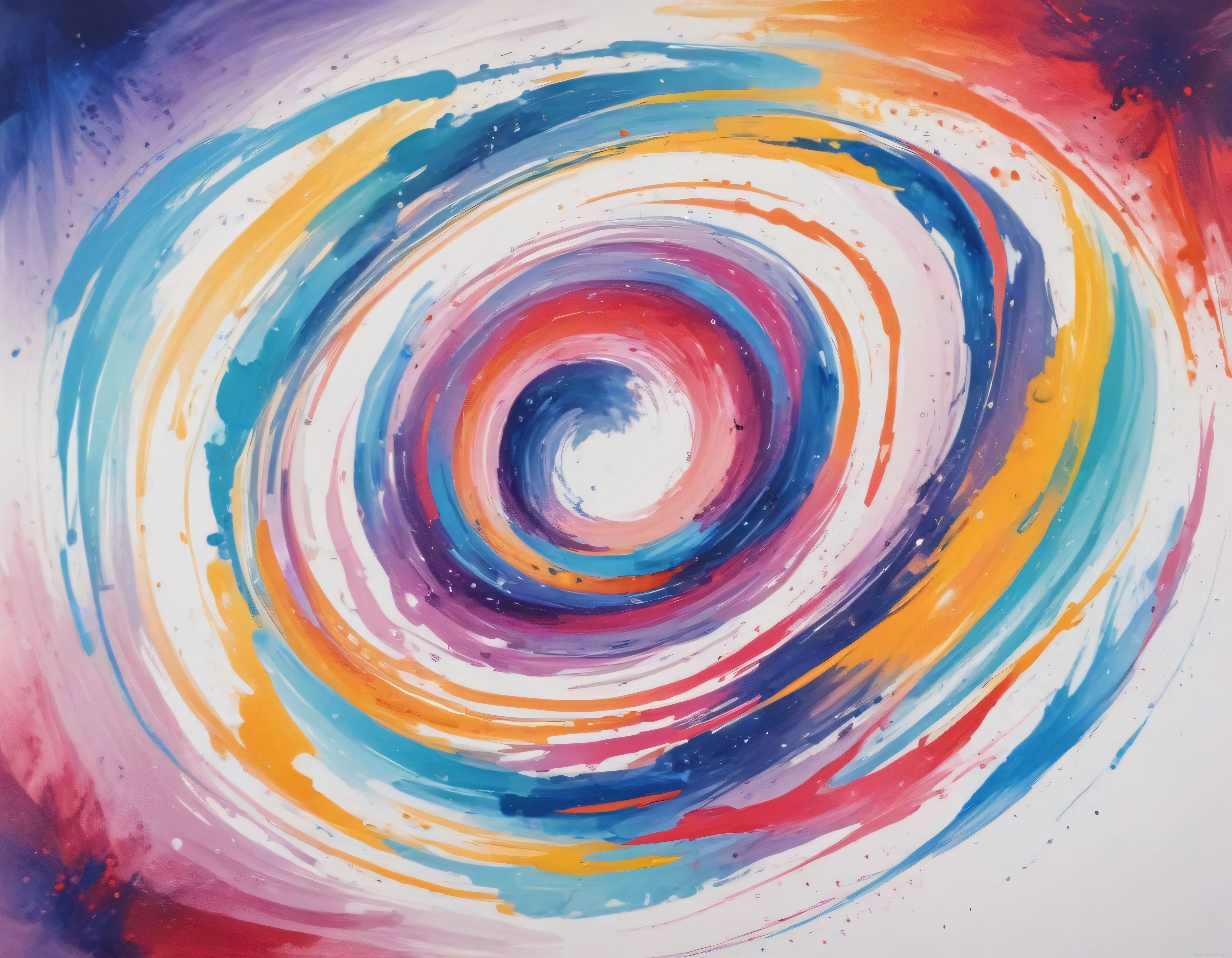 Soyut Spiral Vortex Tablosu: Girdap İçinde Dans Eden Canlı Renk Paleti
