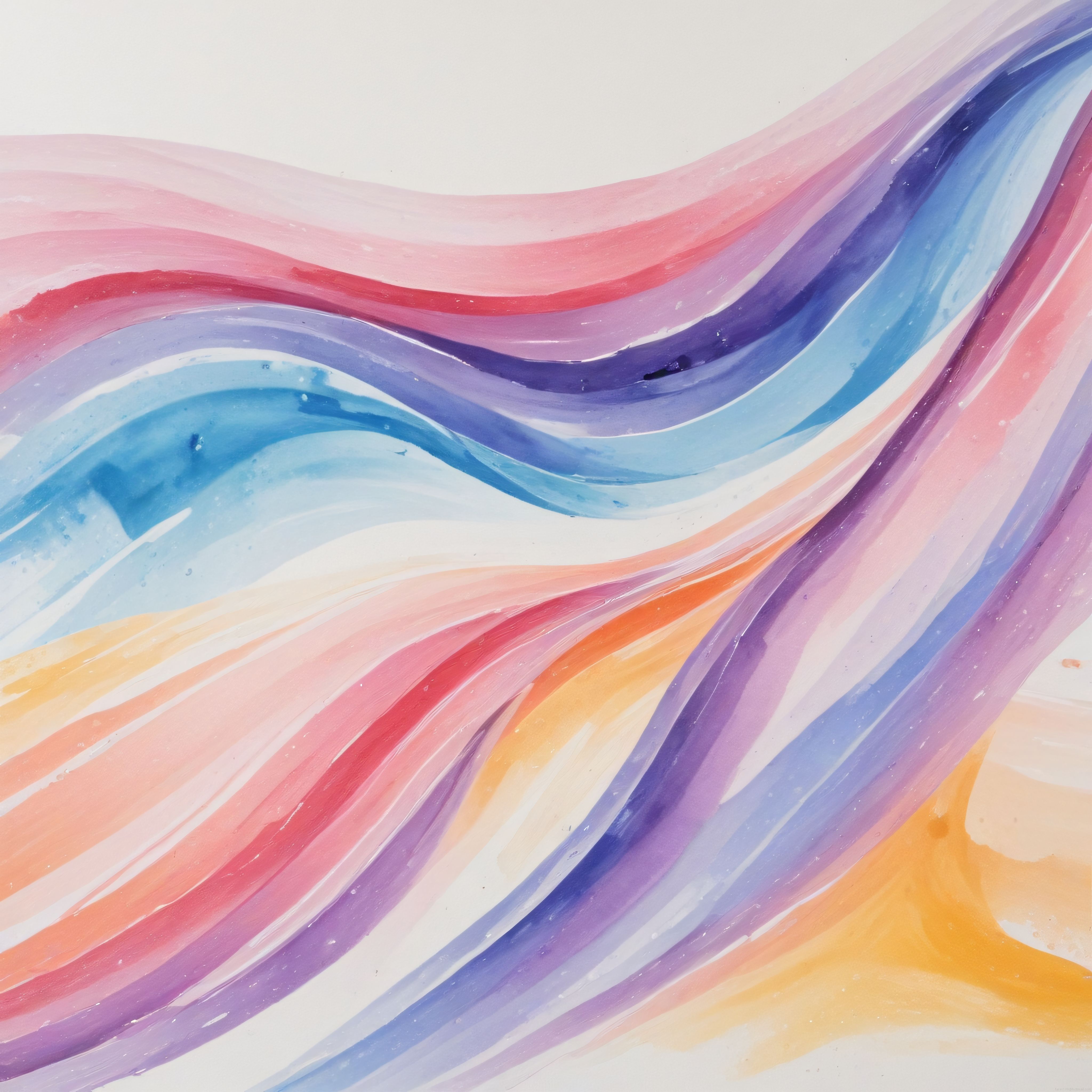 Soyut Suluboya Dalgalar: Pastel Gökkuşağı Renklerinde Akışkan Sanat Eseri