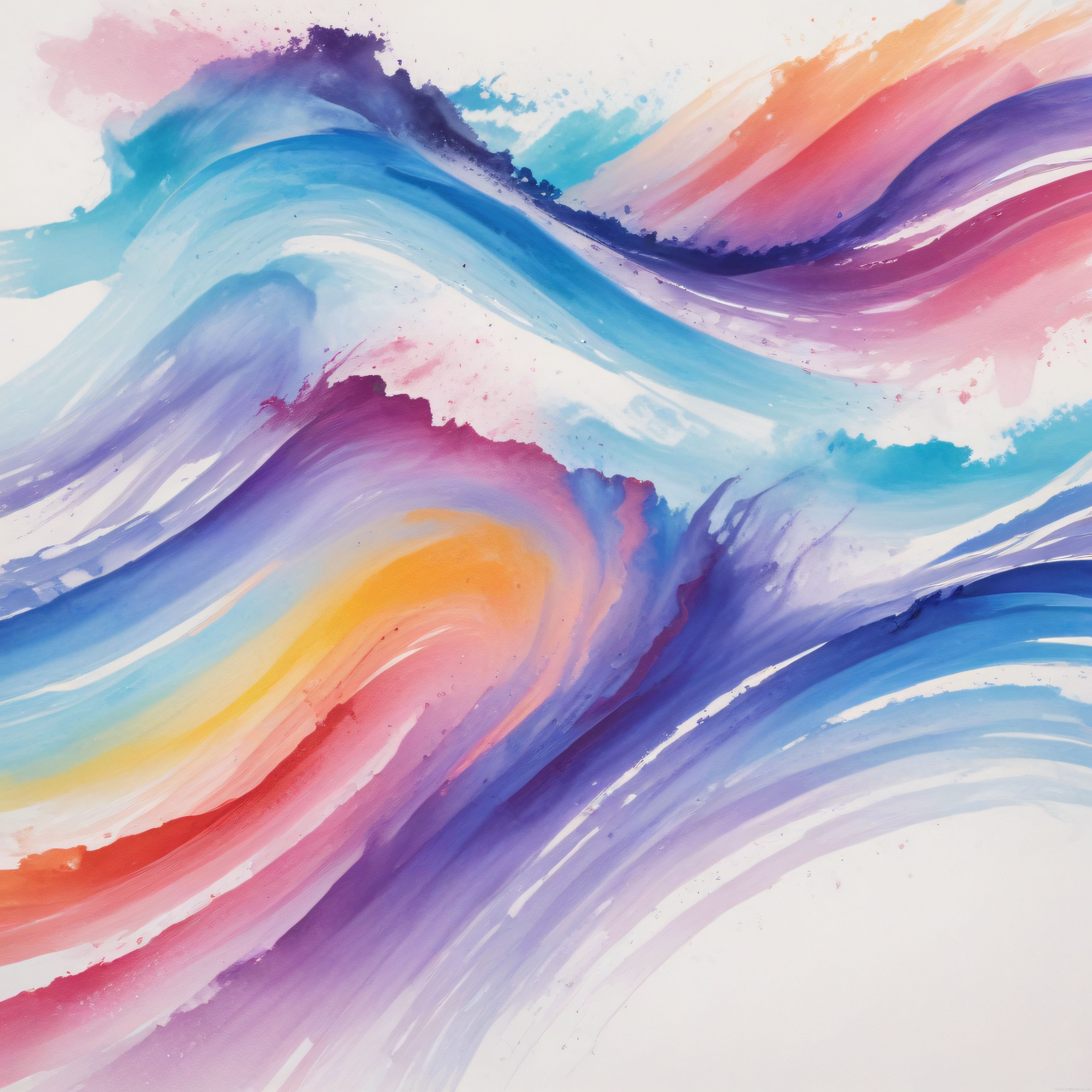 Soyut suluboya dalgaları pastel renklerde huzurlu sanat kompozisyonu