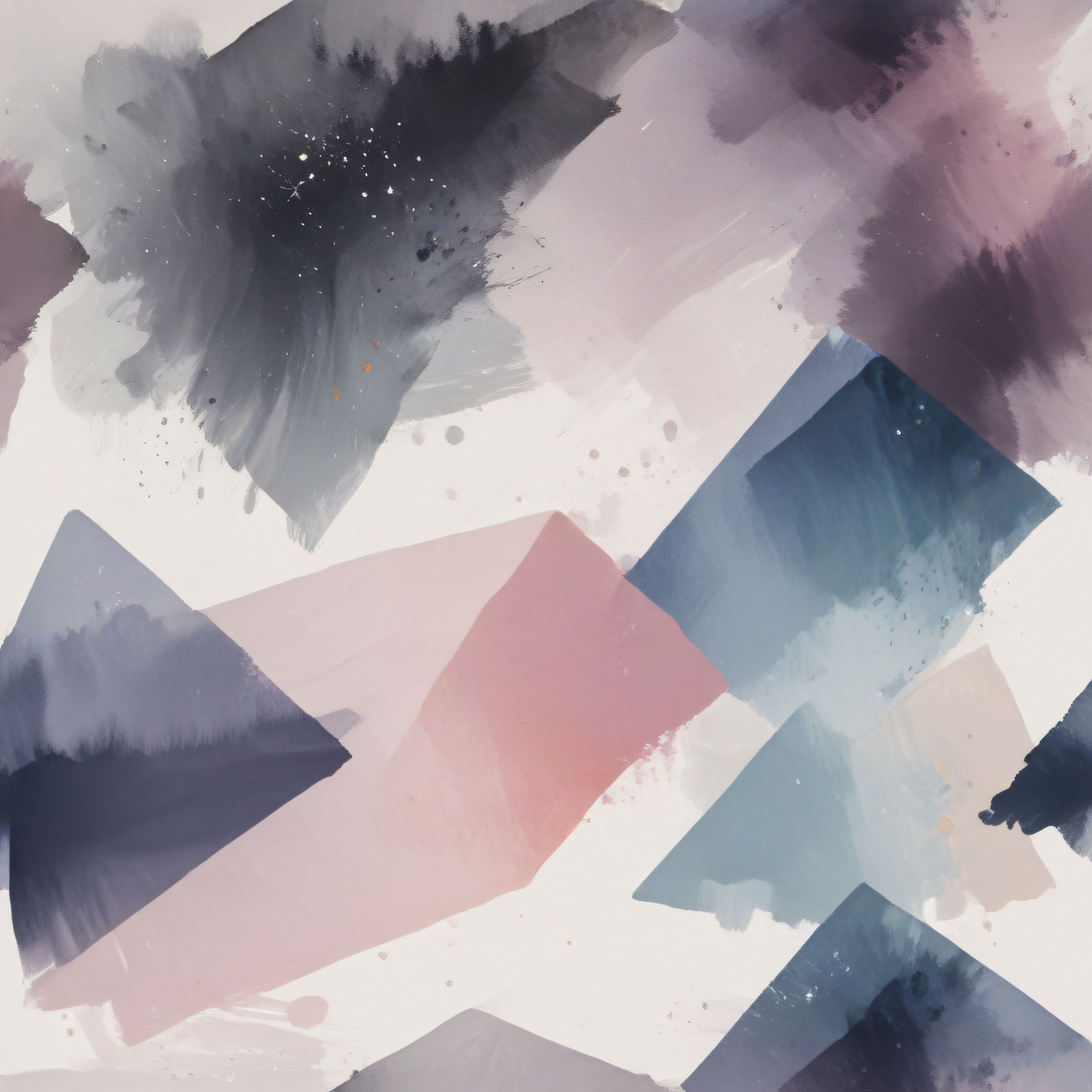 Soyut Suluboya Geometrik Kompozisyon: Pastel Tonlarda Modern Duvar Sanatı