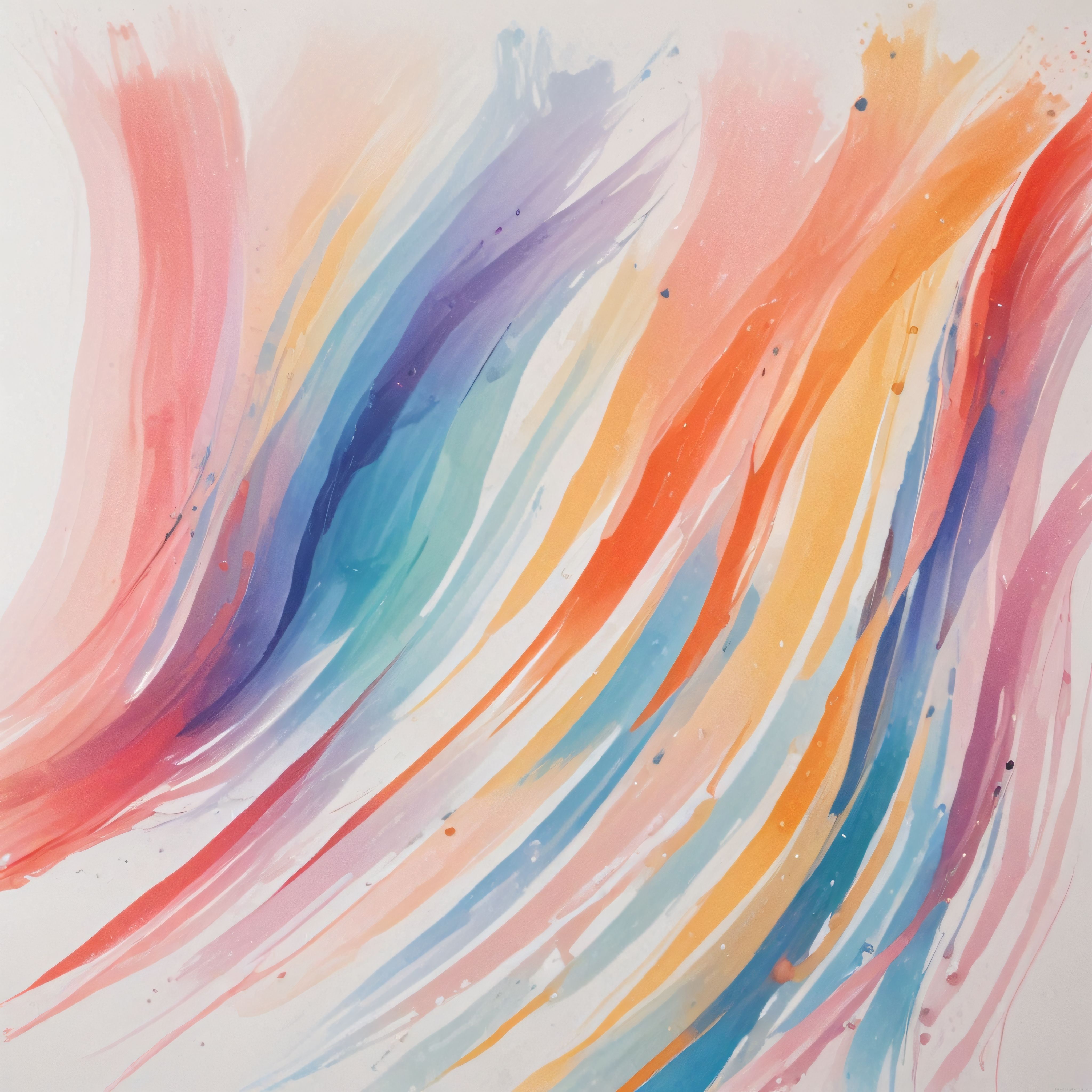 Soyut Suluboya Gökkuşağı Çizgileri Renkli Fırça Darbeleriyle Pastel Sanat Eseri