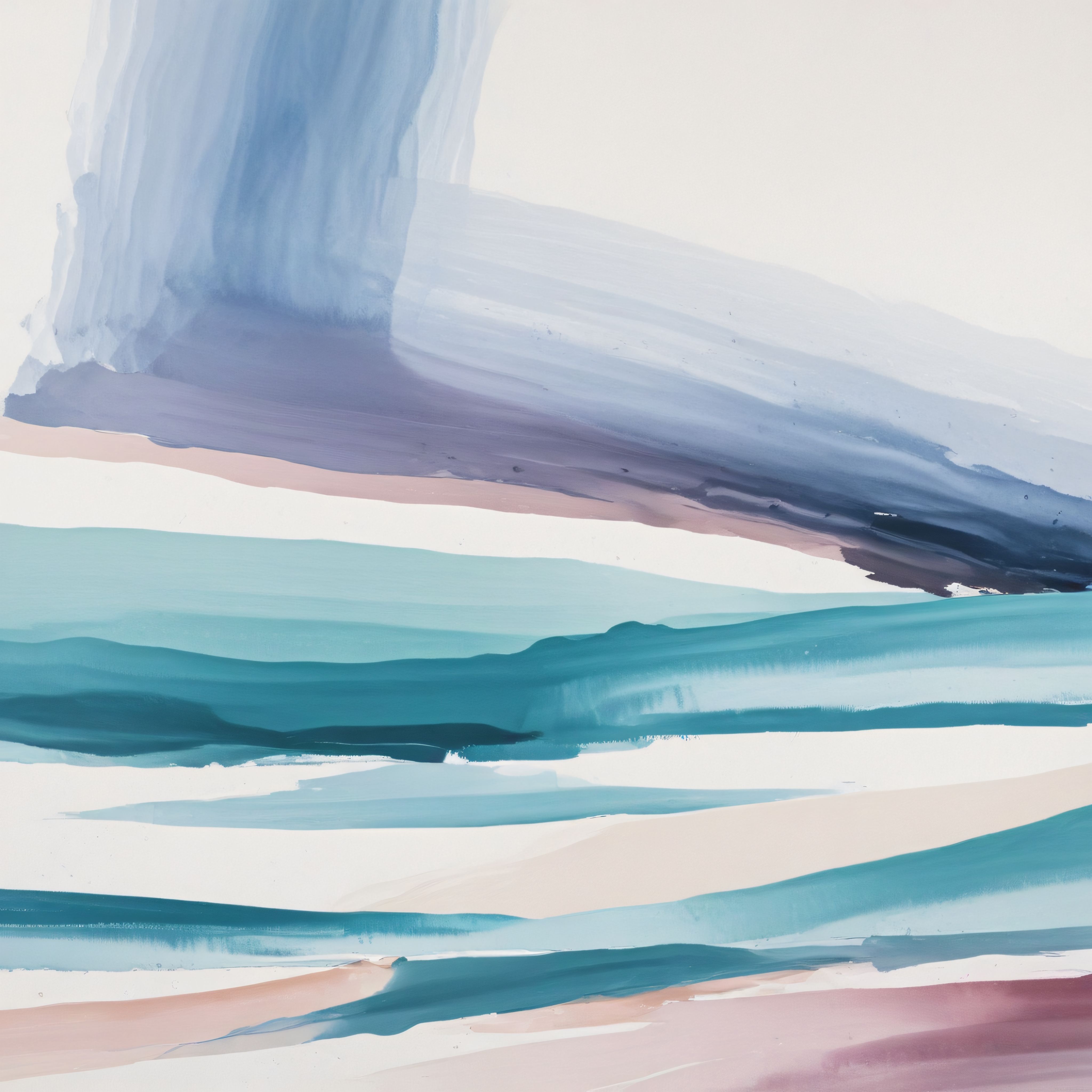 Soyut Suluboya Manzara: Pastel Mavi ve Turkuaz Fırça Darbeleri ile Modern Sanat