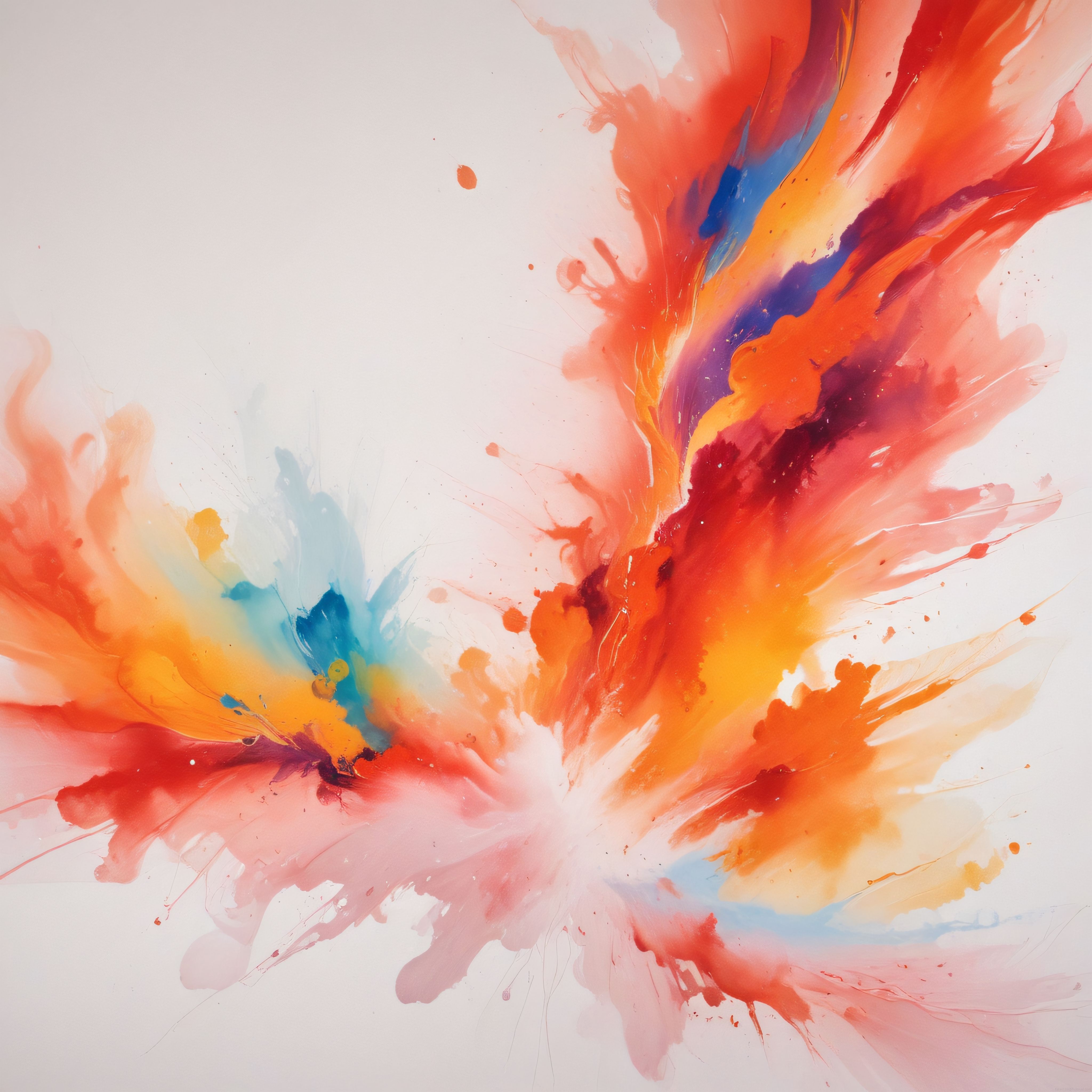 Soyut Suluboya ve Akrilik Patlamaların Dansı: Renkli Fluid Art Kompozisyon