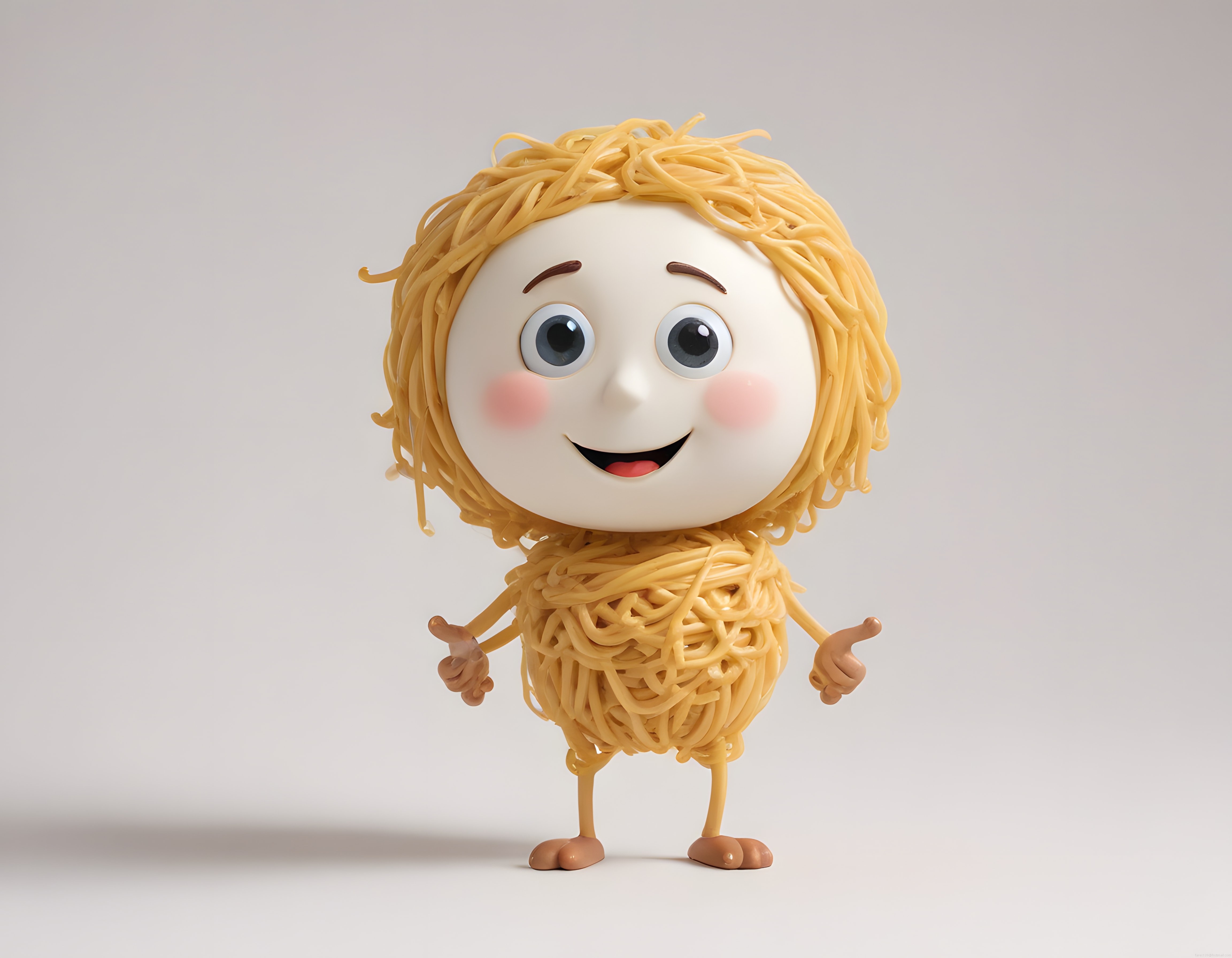 Spagetti Saçlı ve Erişte Vücutlu Sevimli 3D Animasyon Karakteri Tasarımı