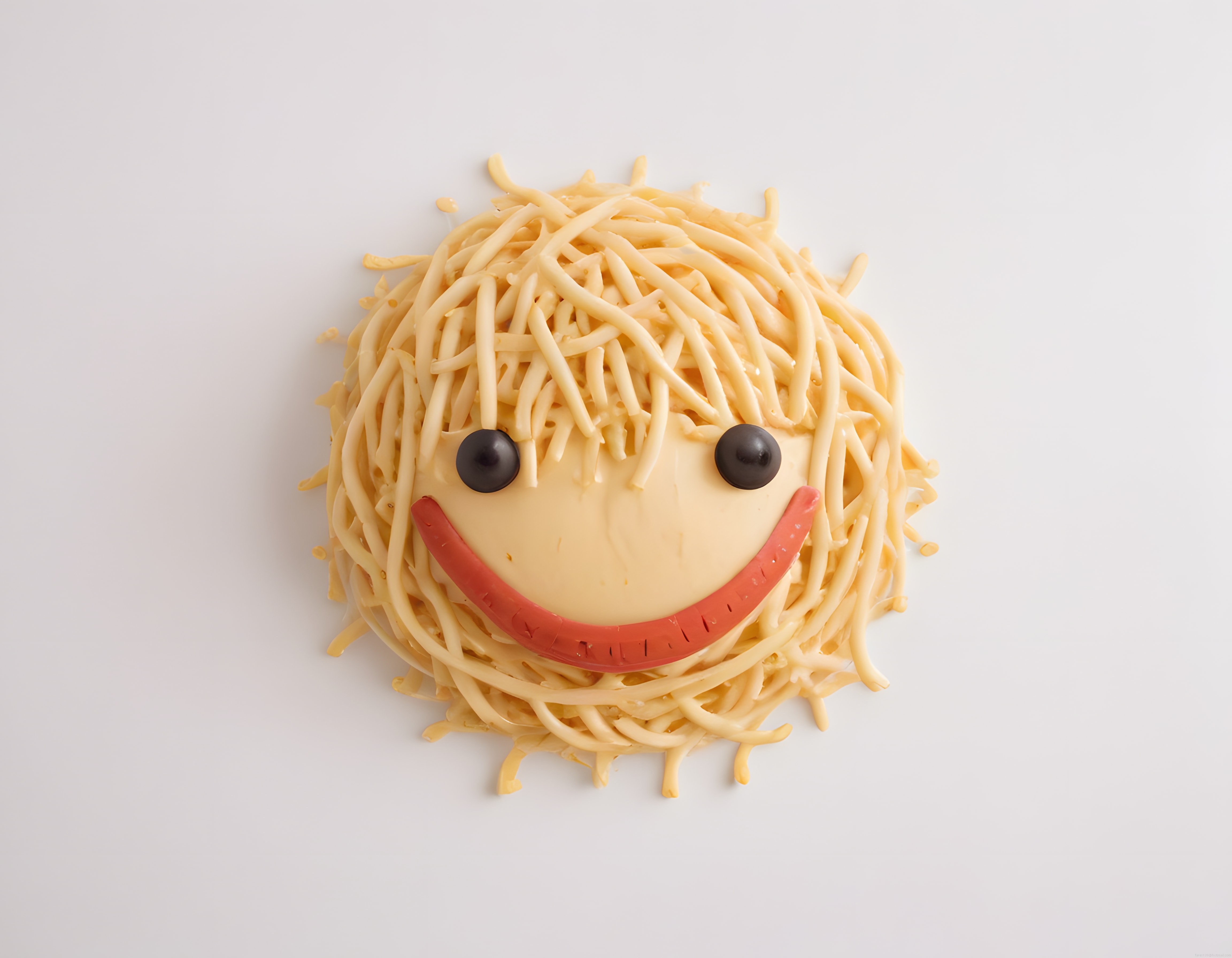 Spagetti ve Peynirle Yapılmış Gülümseyen Sevimli Yüz: Yaratıcı Sunum Fikri