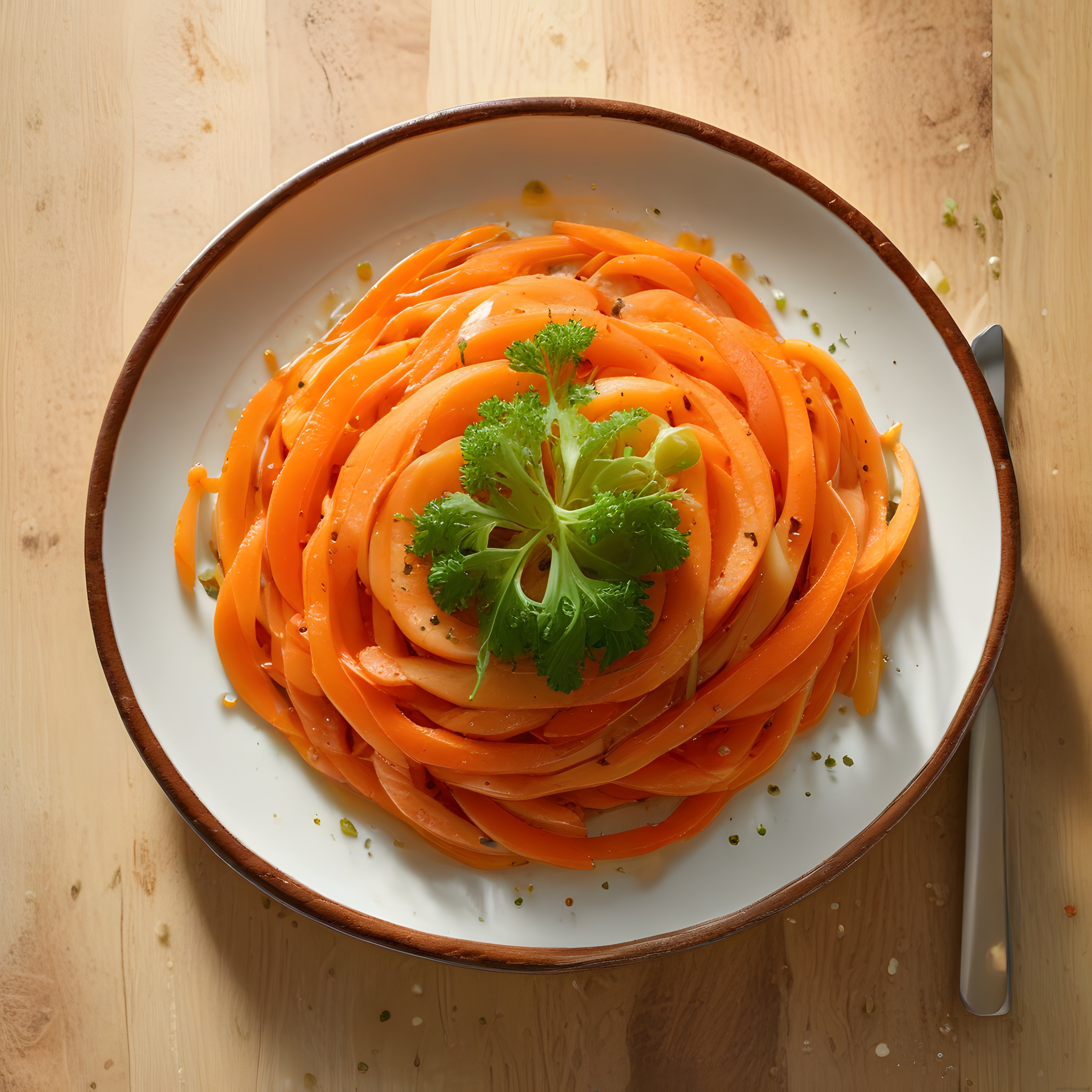Spiral Sebze Noodles ile Dekore Edilmiş Vegan ve Glutensiz Sağlıklı Tabak