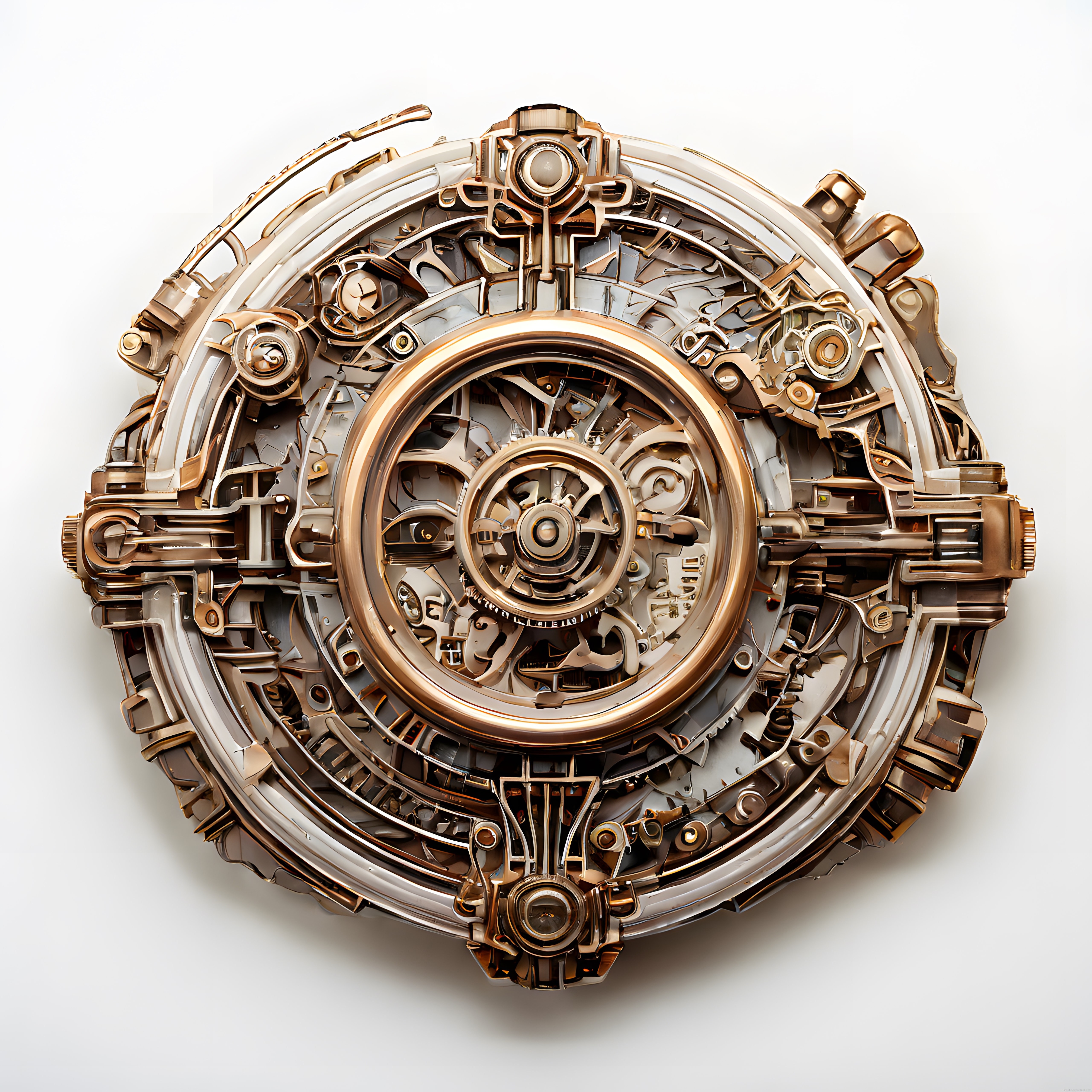 Steampunk Tarzı Bronz ve Altın Kaplama Karmaşık Mekanik Çark Tasarımı