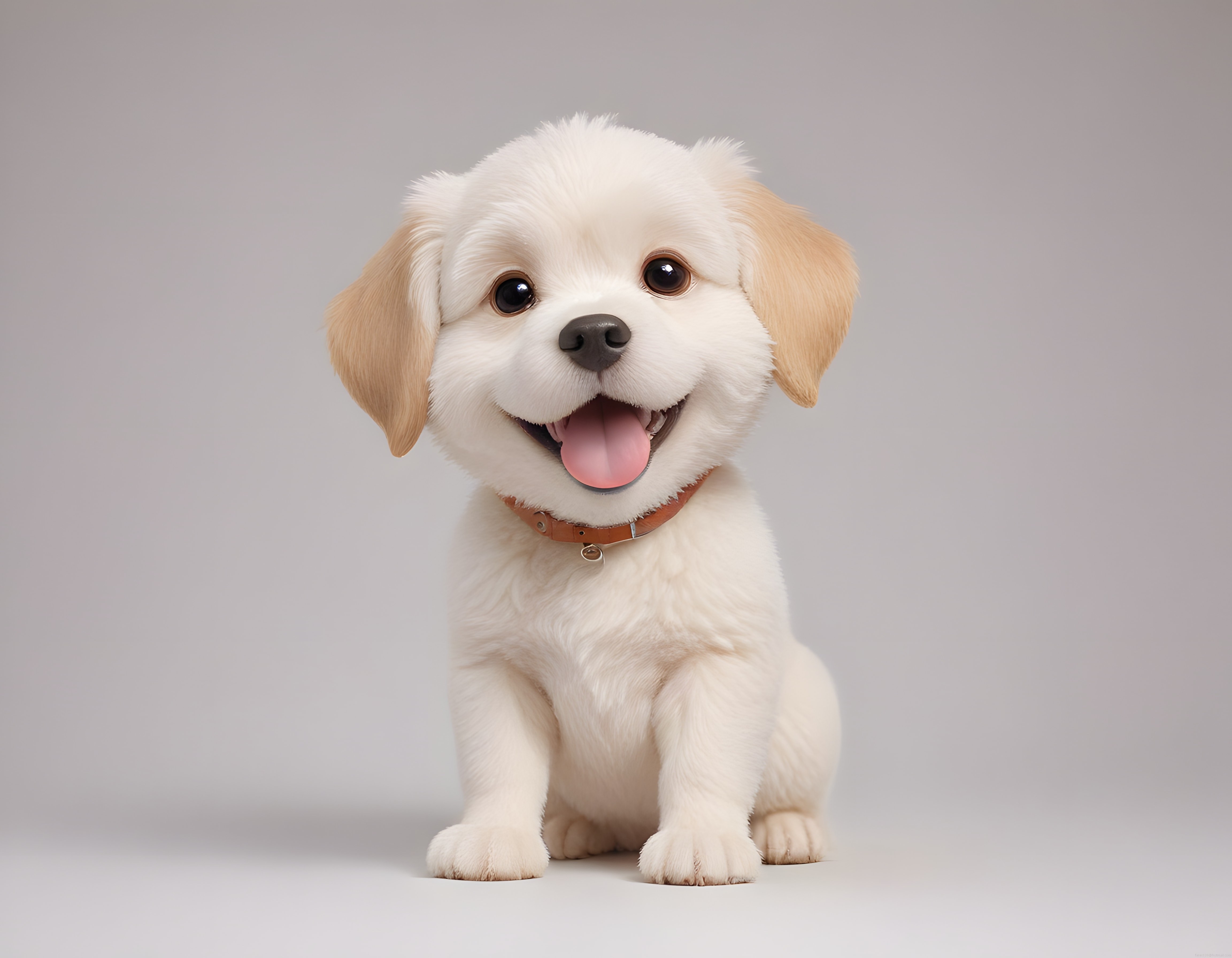 Stüdyo Arkaplanlı Sevimli Krem Rengi Köpek Yavrusu Portre Fotoğrafı