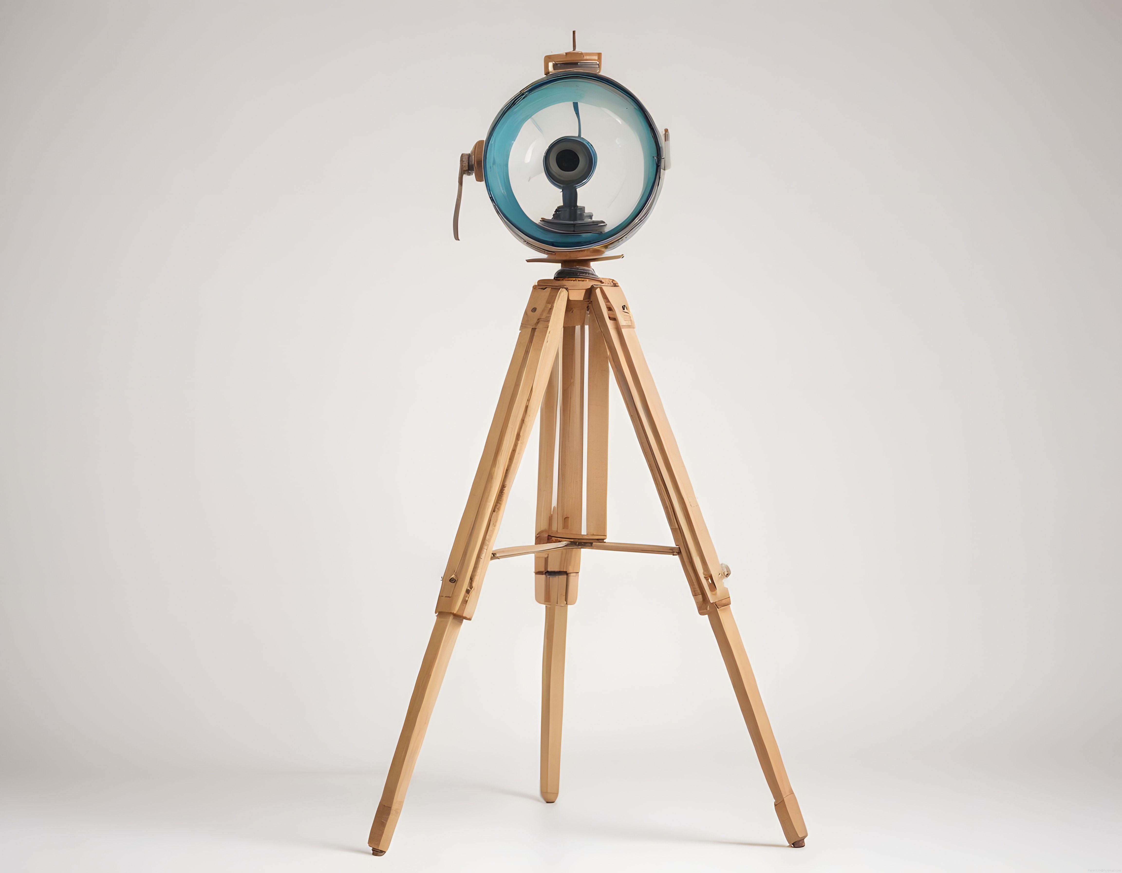Stüdyo Çekiminde Ahşap Tripod Üzerinde Vintage Büyük Cam Lens Cihazı