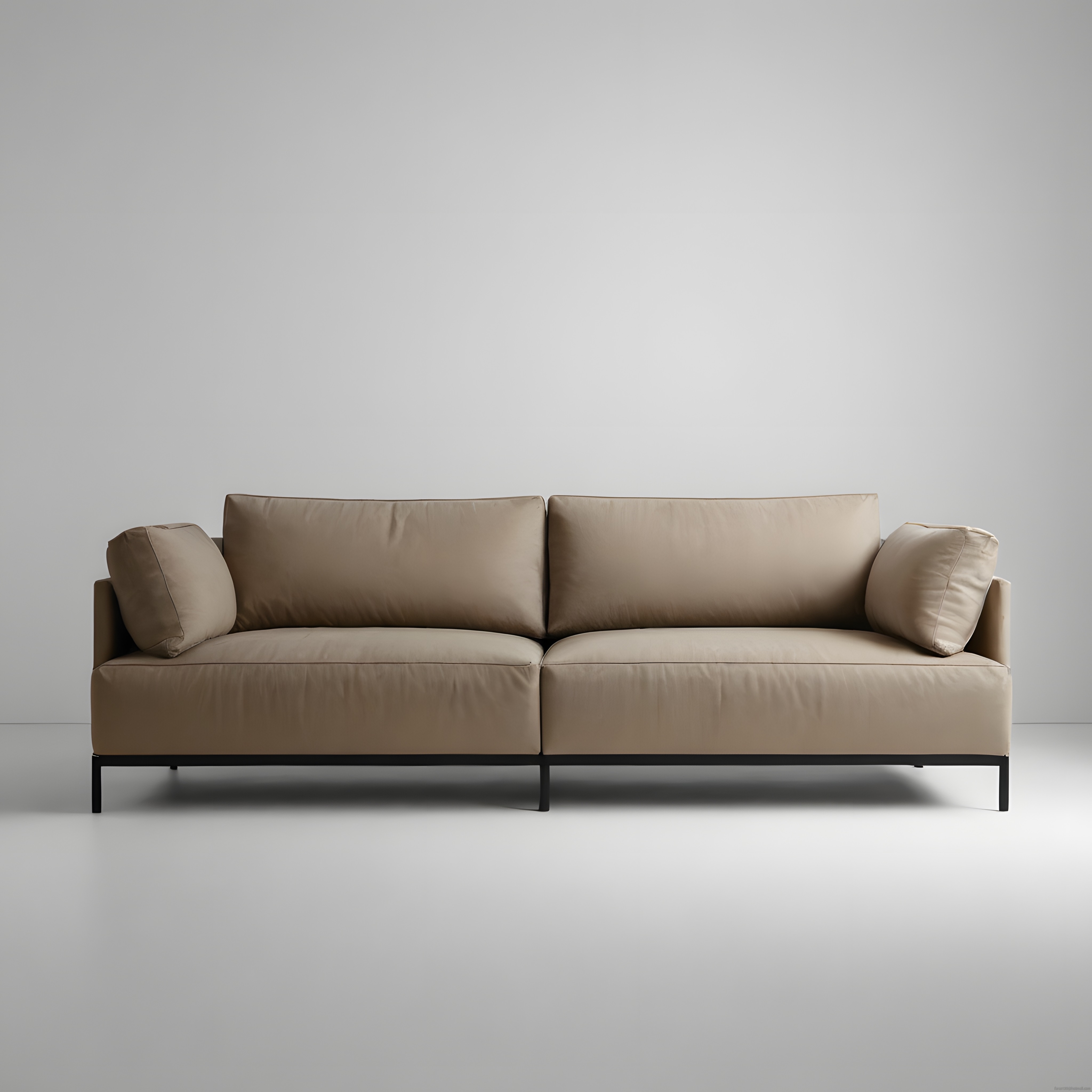 Stüdyo Çekiminde Modern Bej Kanepe: Minimalist Tasarım ve Temiz Çizgiler