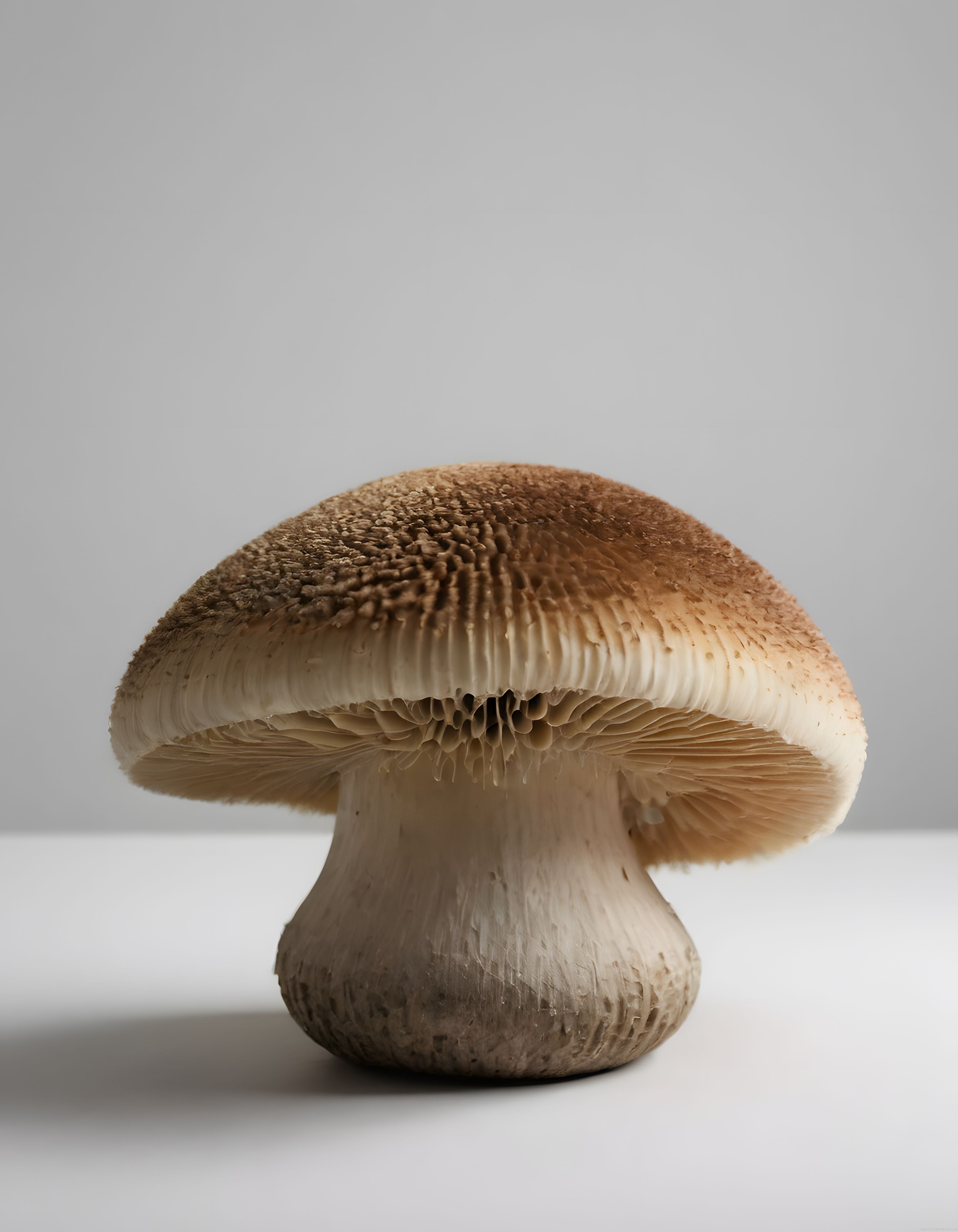 Stüdyo Işığında Tek Bir Shiitake Mantarının Etkileyici Makro Fotoğrafı