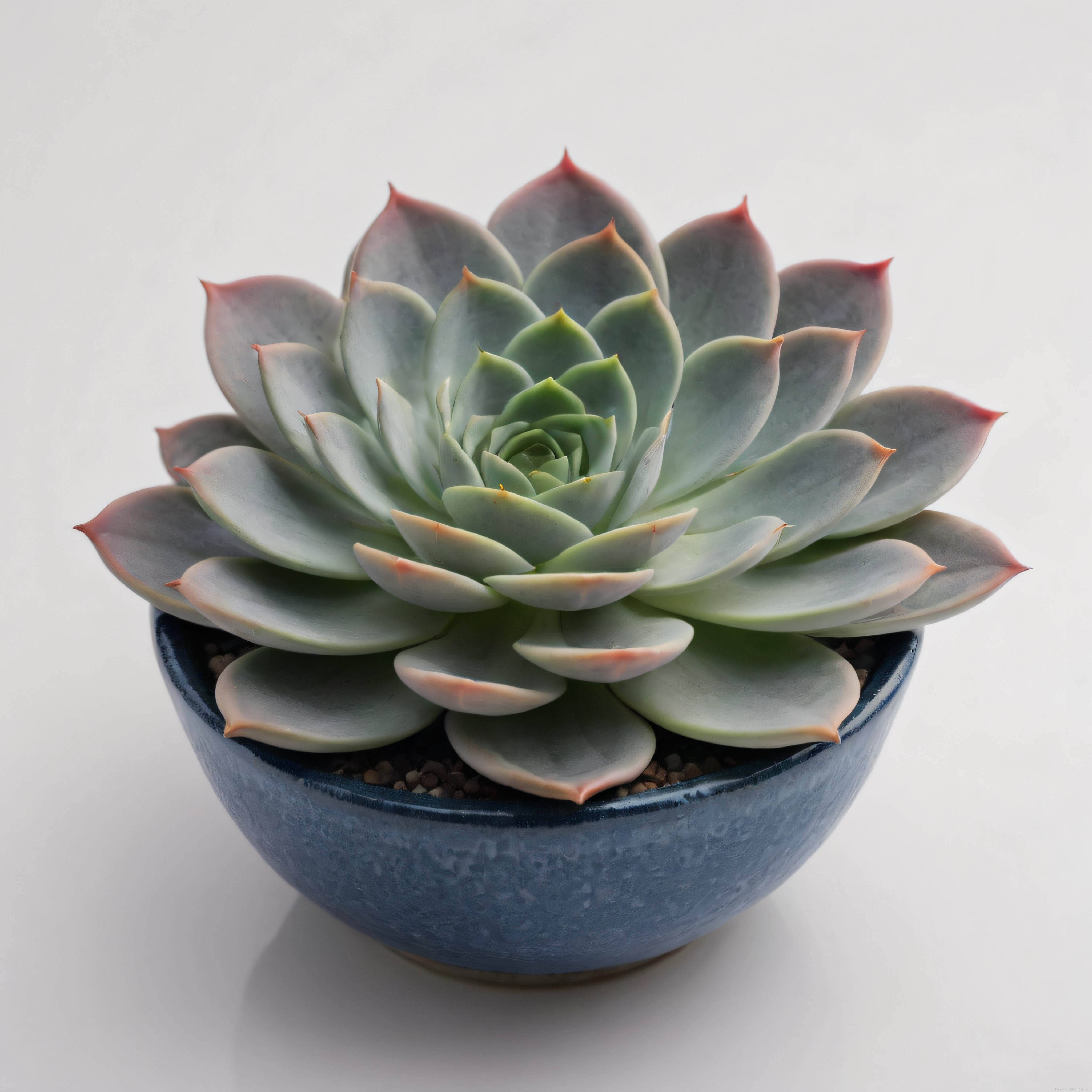 Stüdyo Ortamında Mavi Saksı İçinde Büyüleyici Echeveria Sukulenti