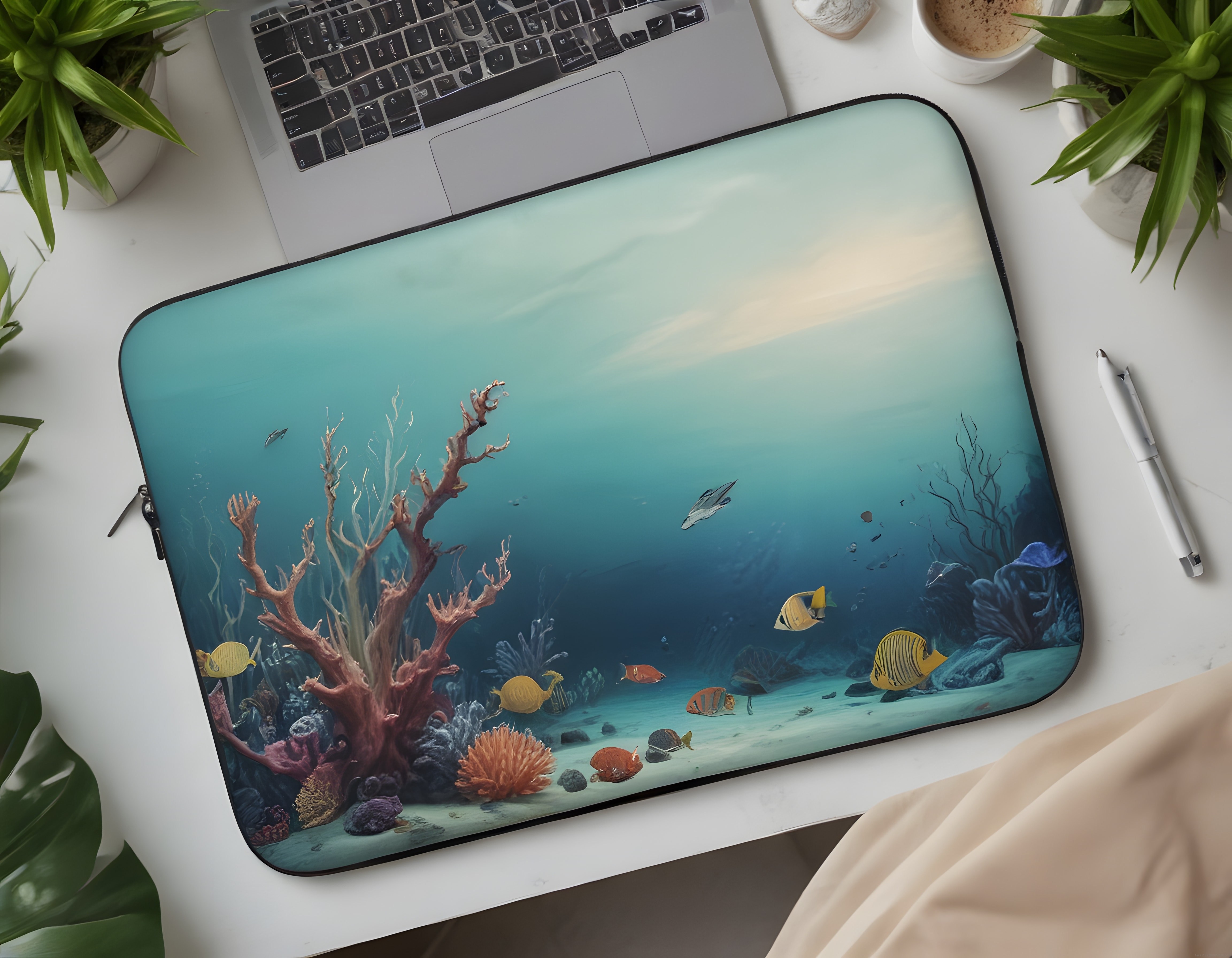 Su Altı Mercan ve Balıklı Laptop Kılıfı ile Huzurlu Çalışma Ortamı