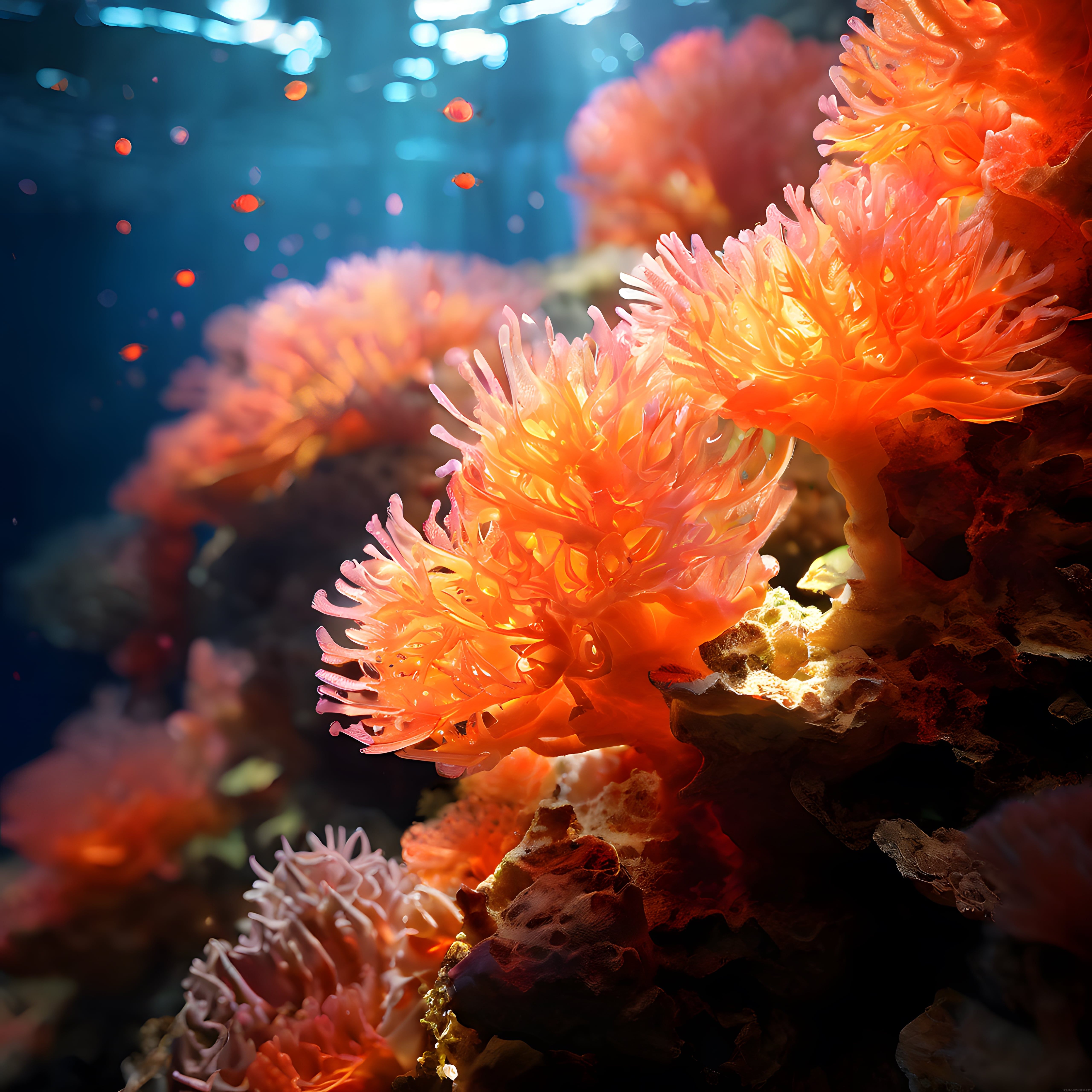 Su Altındaki Gizemli Dünyada Turuncu ve Pembe Deniz Anemonları