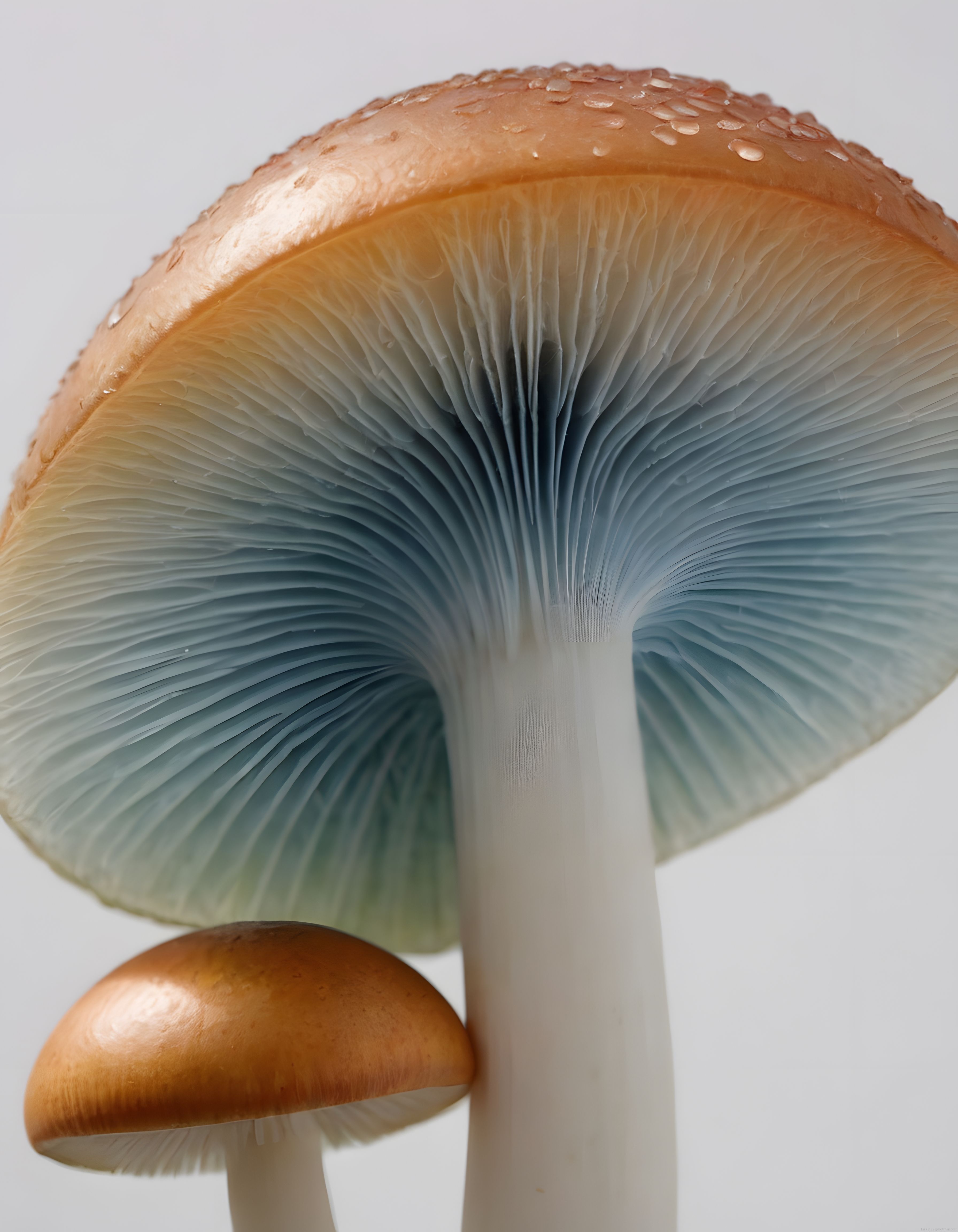 Su Taneleriyle Süslü Turuncu Şapkalı Mantarın Büyüleyici Makro Portresi