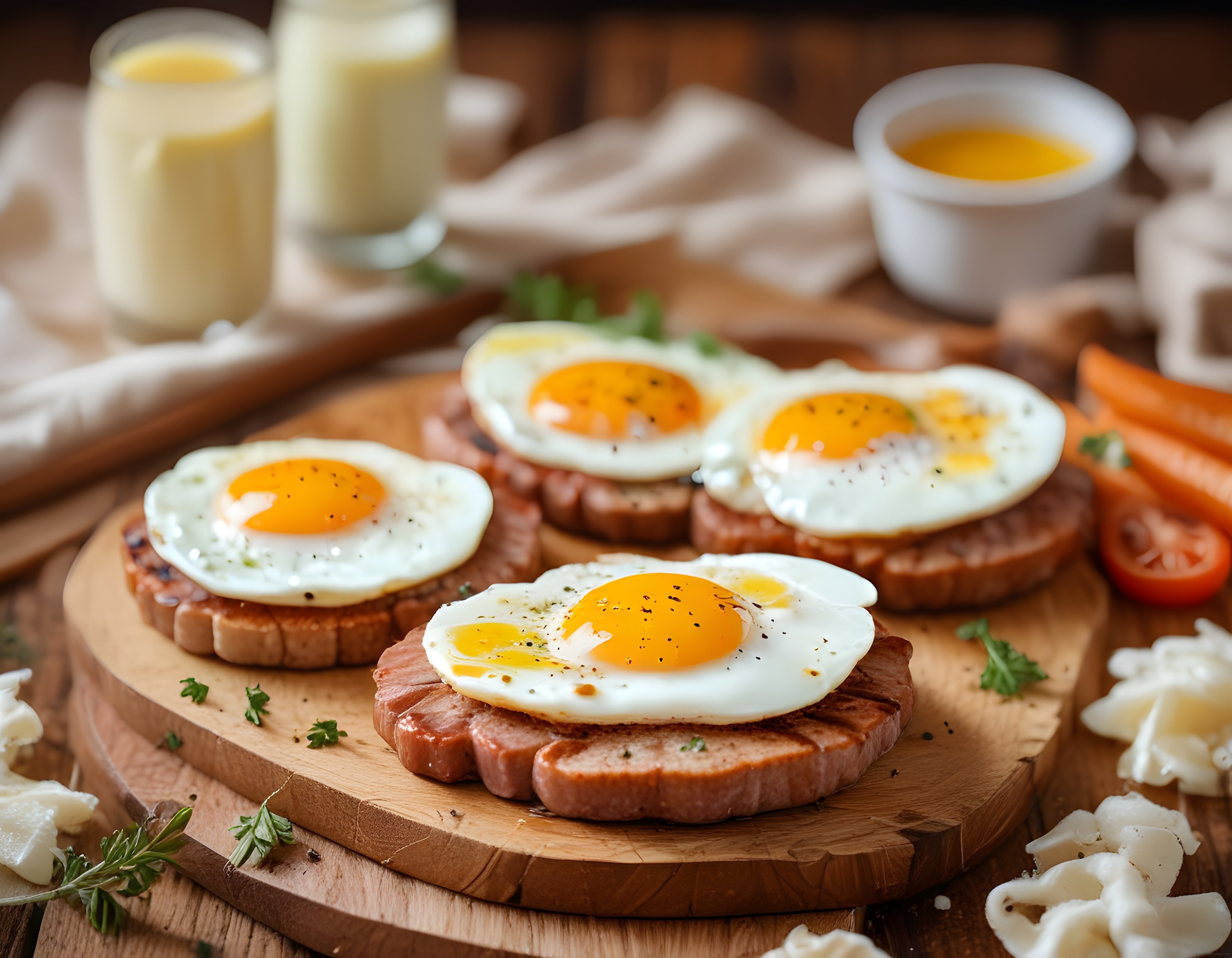 Sucuk Dilimleri Üzerinde Kızarmış Yumurta ile Geleneksel Kahvaltı Tabağı