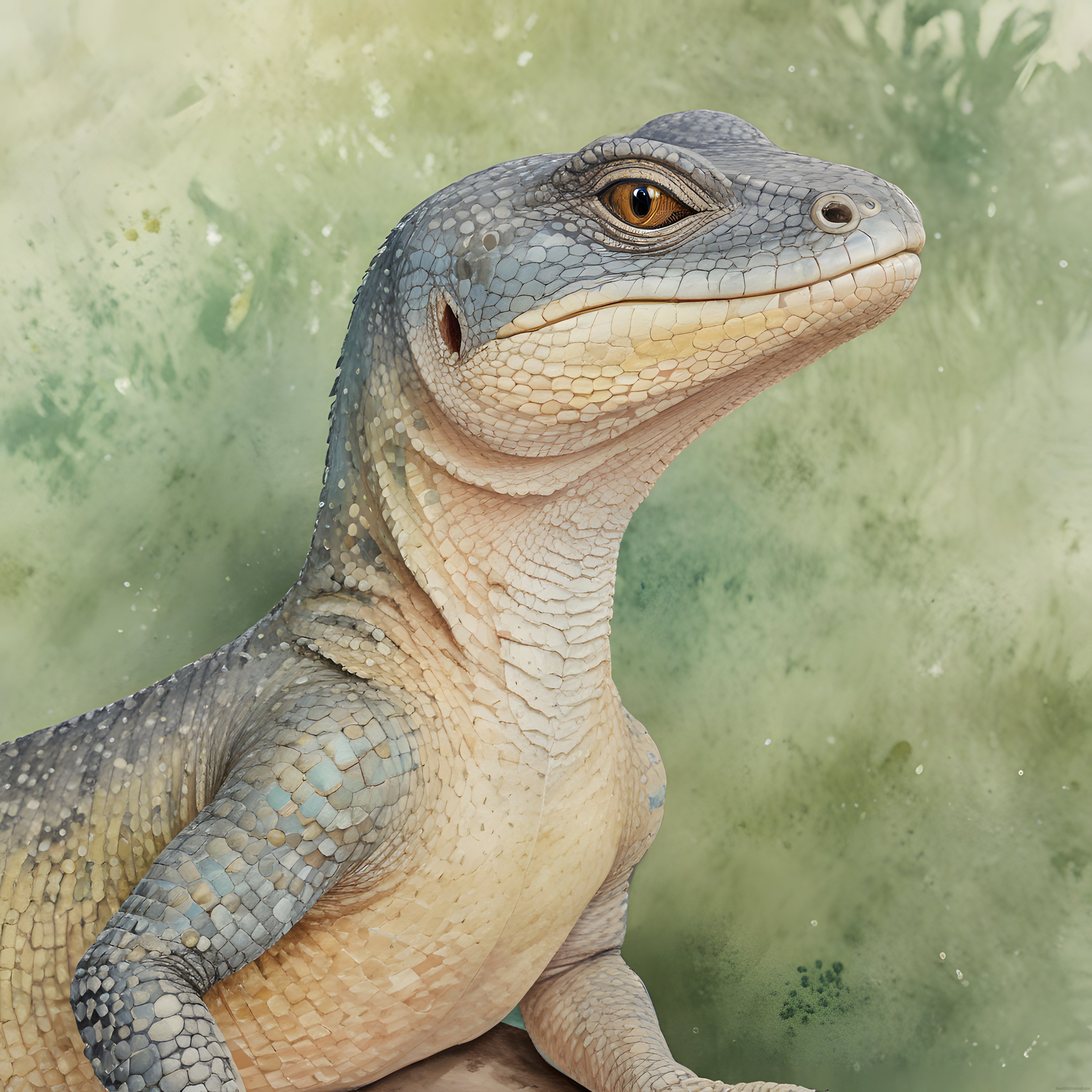 Sulak Ortamda İguana Portresi: Doğal Renkleriyle Dikkat Çeken Sürüngen