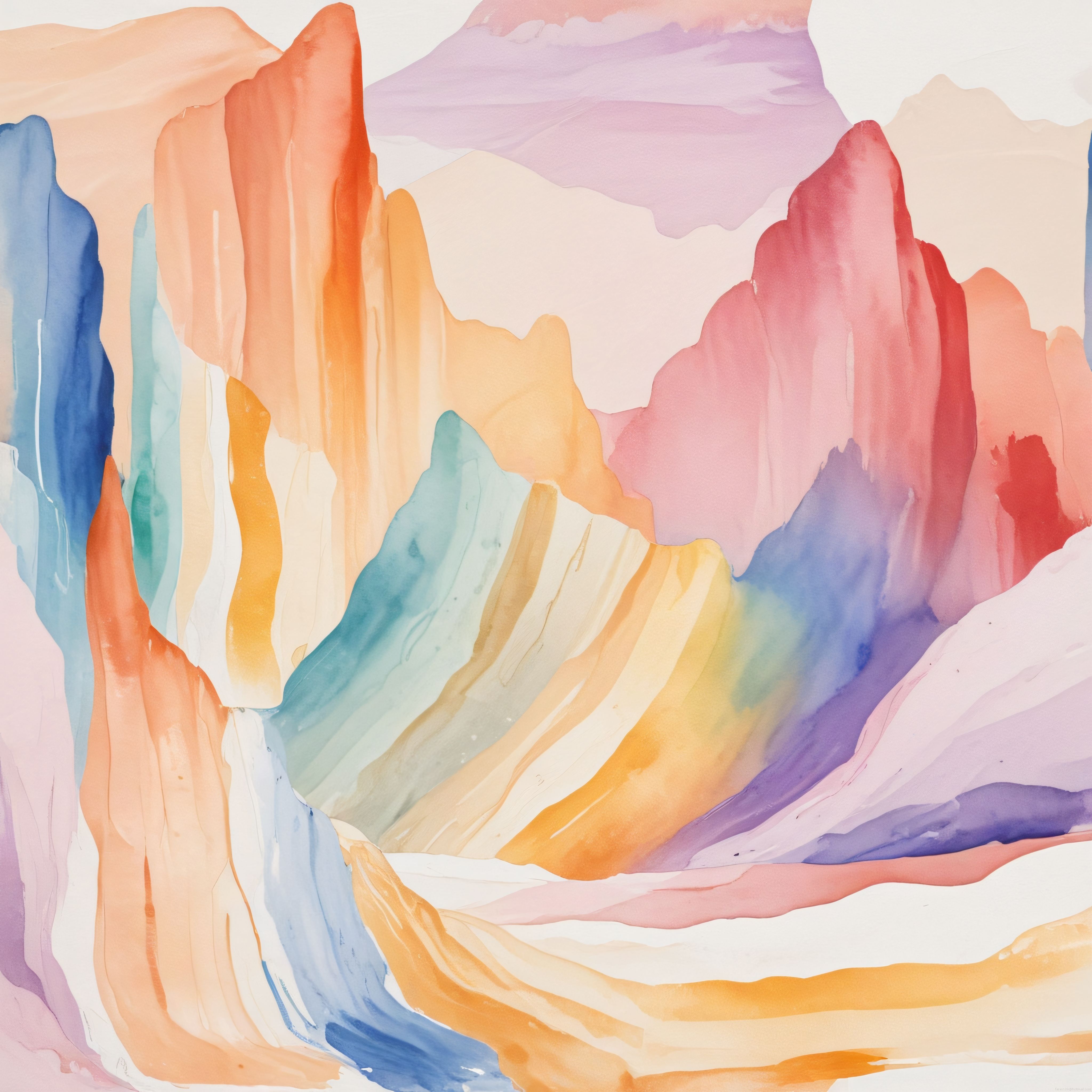 Sulu Boya Soyut Manzara: Pastel Tonlarda Akışkan ve Renkli Sanat Eseri