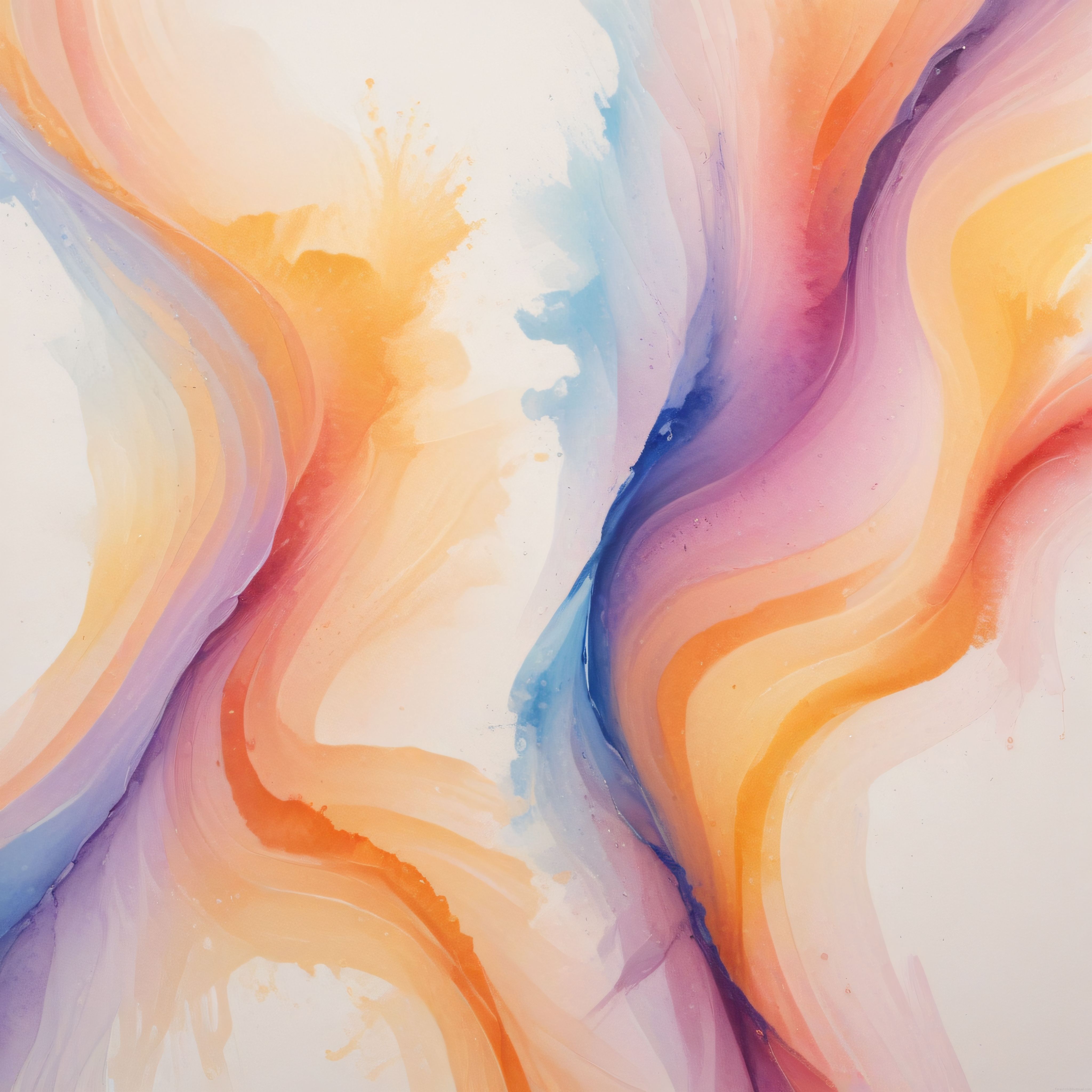 Suluboya Dokulu Pastel Renklerde Akışkan Hatlı Soyut Modern Sanat Duvar Kağıdı