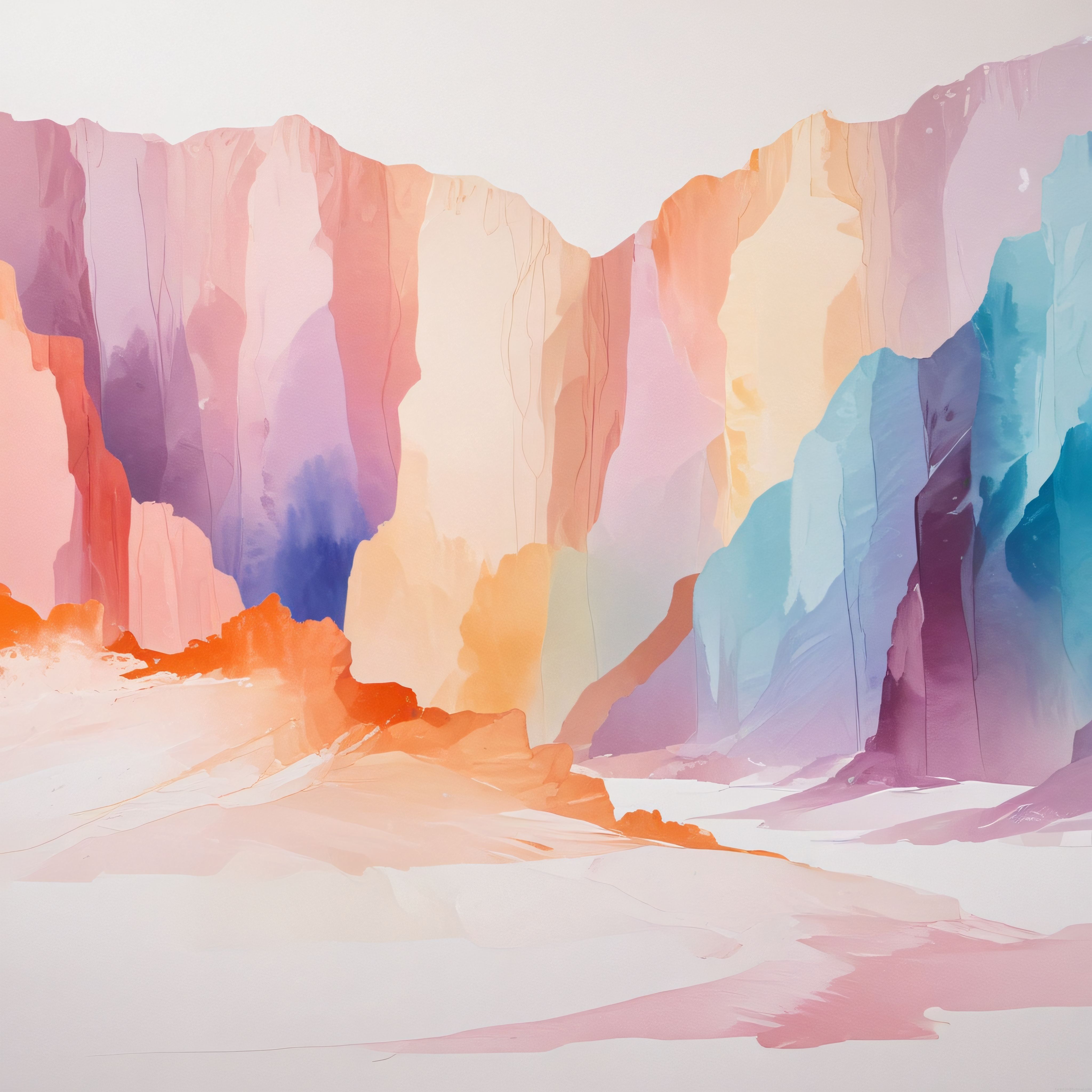 Suluboya Efektli Pastel Kanyon Renkleriyle Soyut Manzara ve Sanat Arka Planı