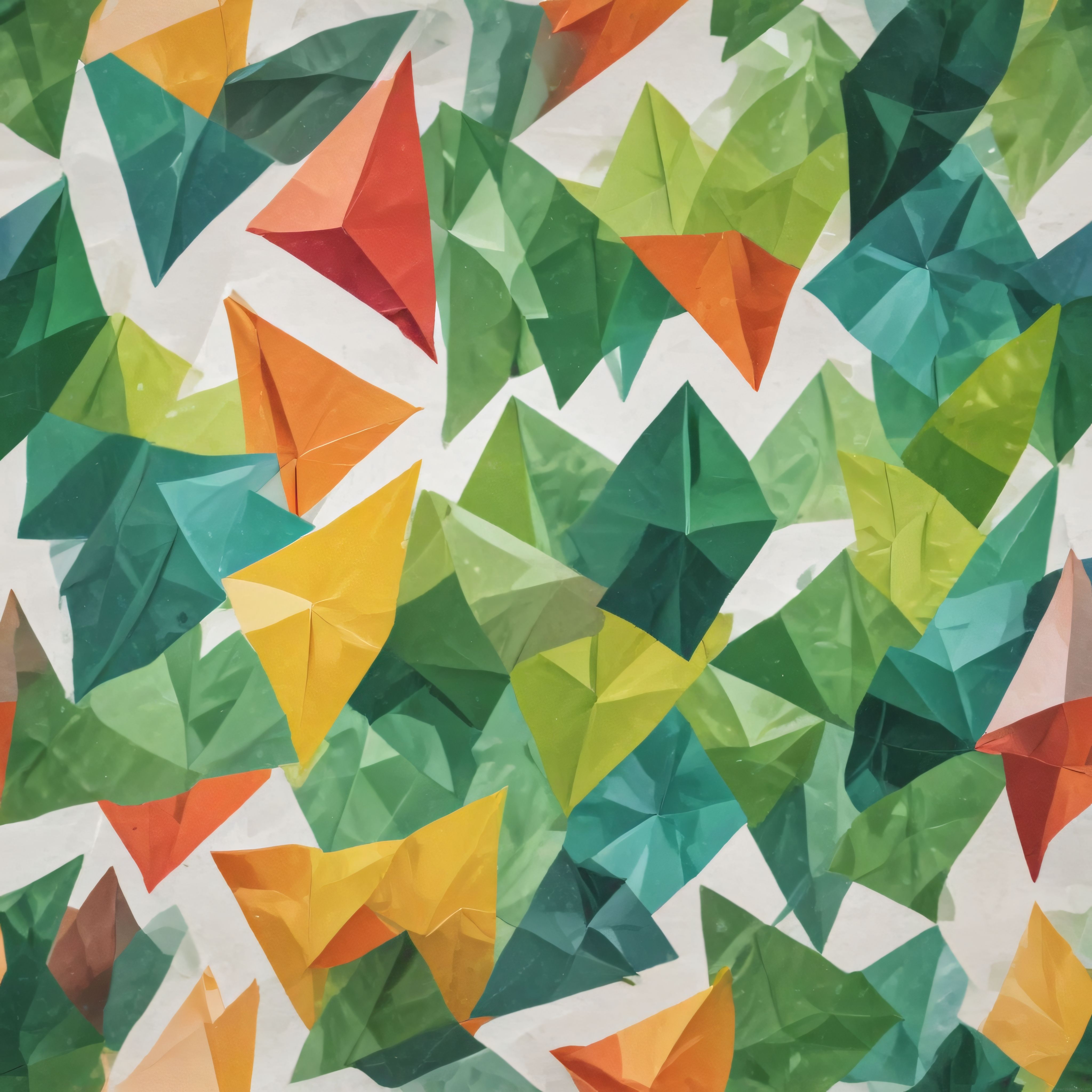 Suluboya Efektli Renkli Origami Figürleri ile Pastel Ton Dijital Sanat