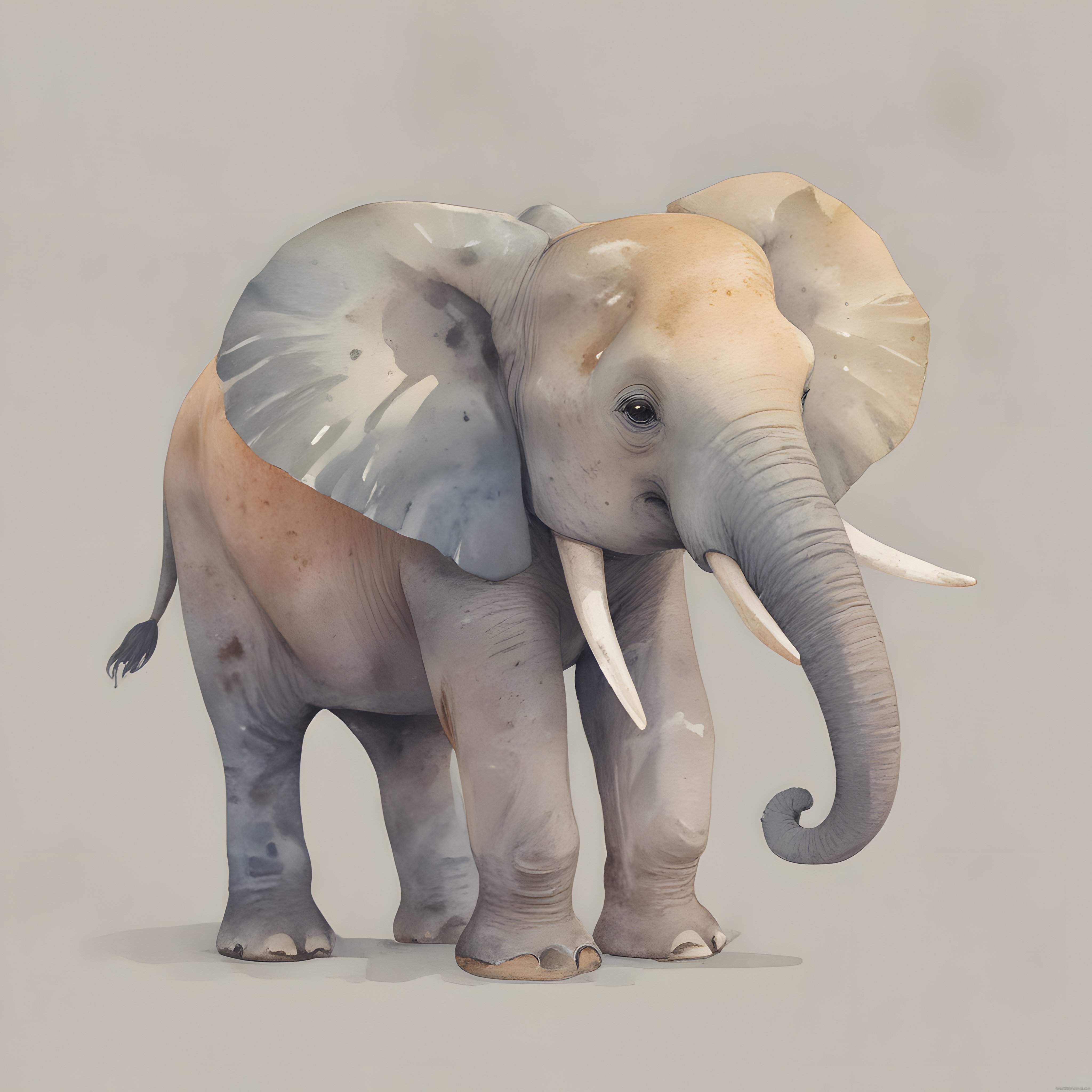 Suluboya Etkili Afrika Fili İllüstrasyonu ve Dijital Sanat Çalışması