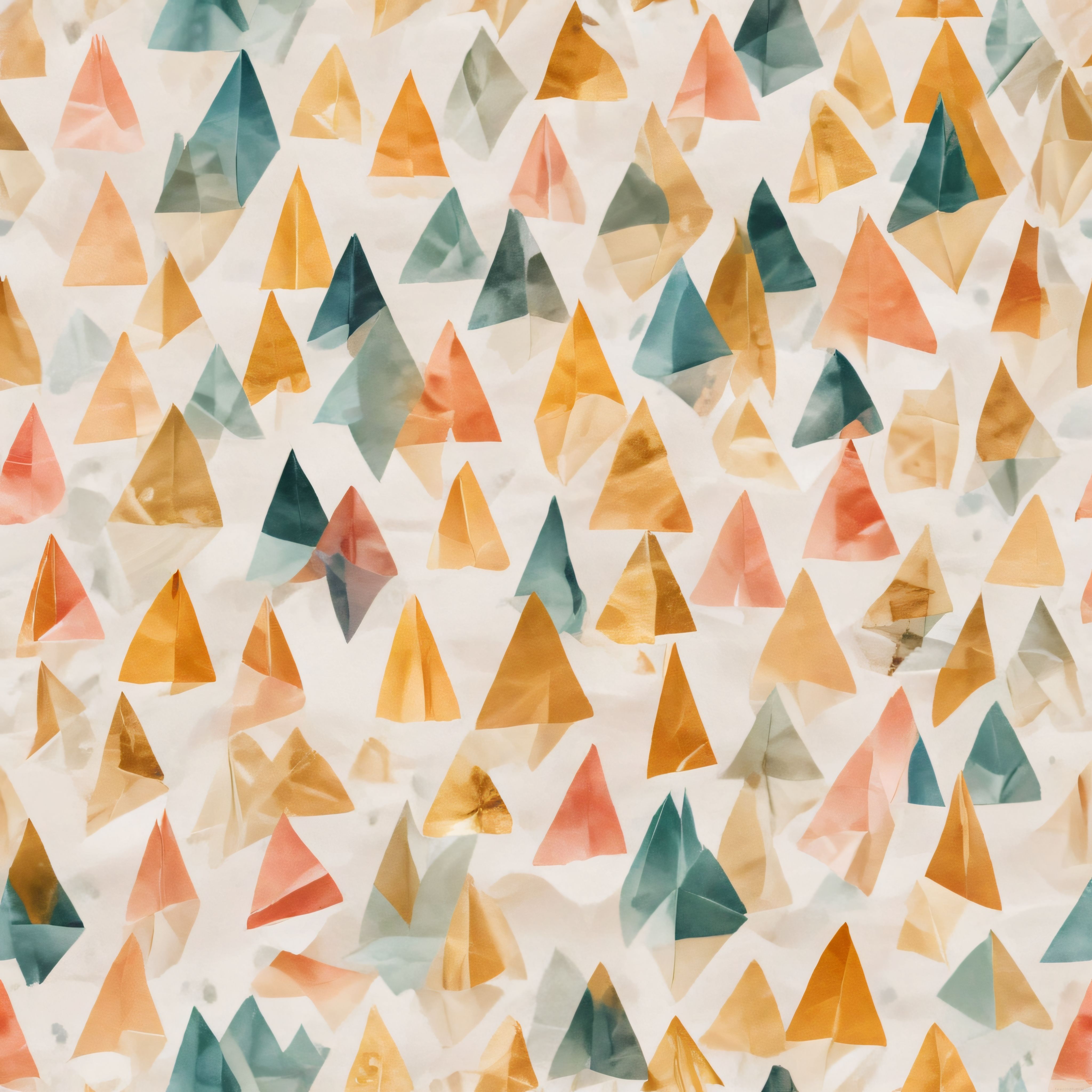 Suluboya Geometrik Desen: Yumuşak Pastel Tonlarda Üçgenler ve Soyut Sanat
