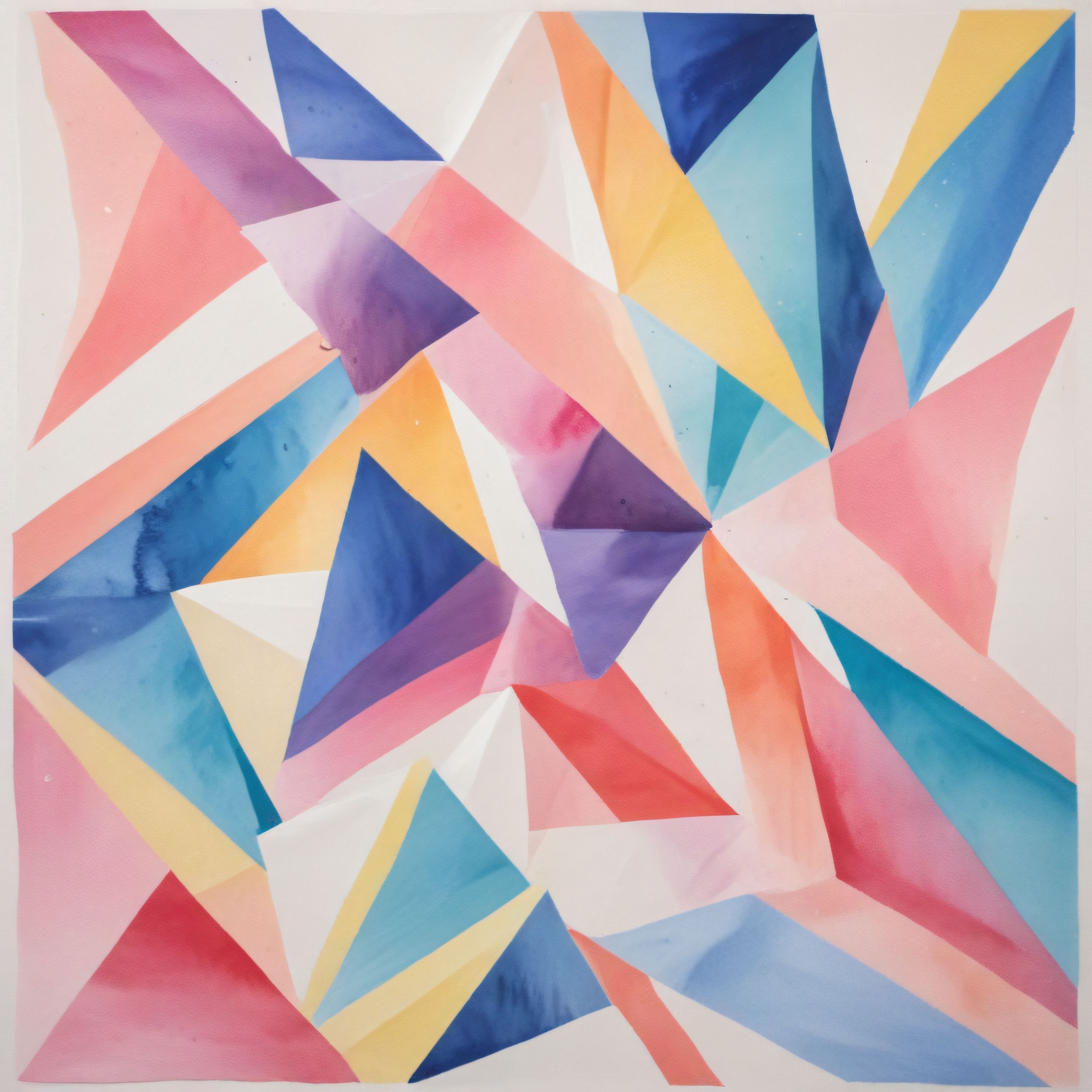 Suluboya Geometrik Şekillerden Oluşan Renkli Soyut Sanat Kompozisyonu