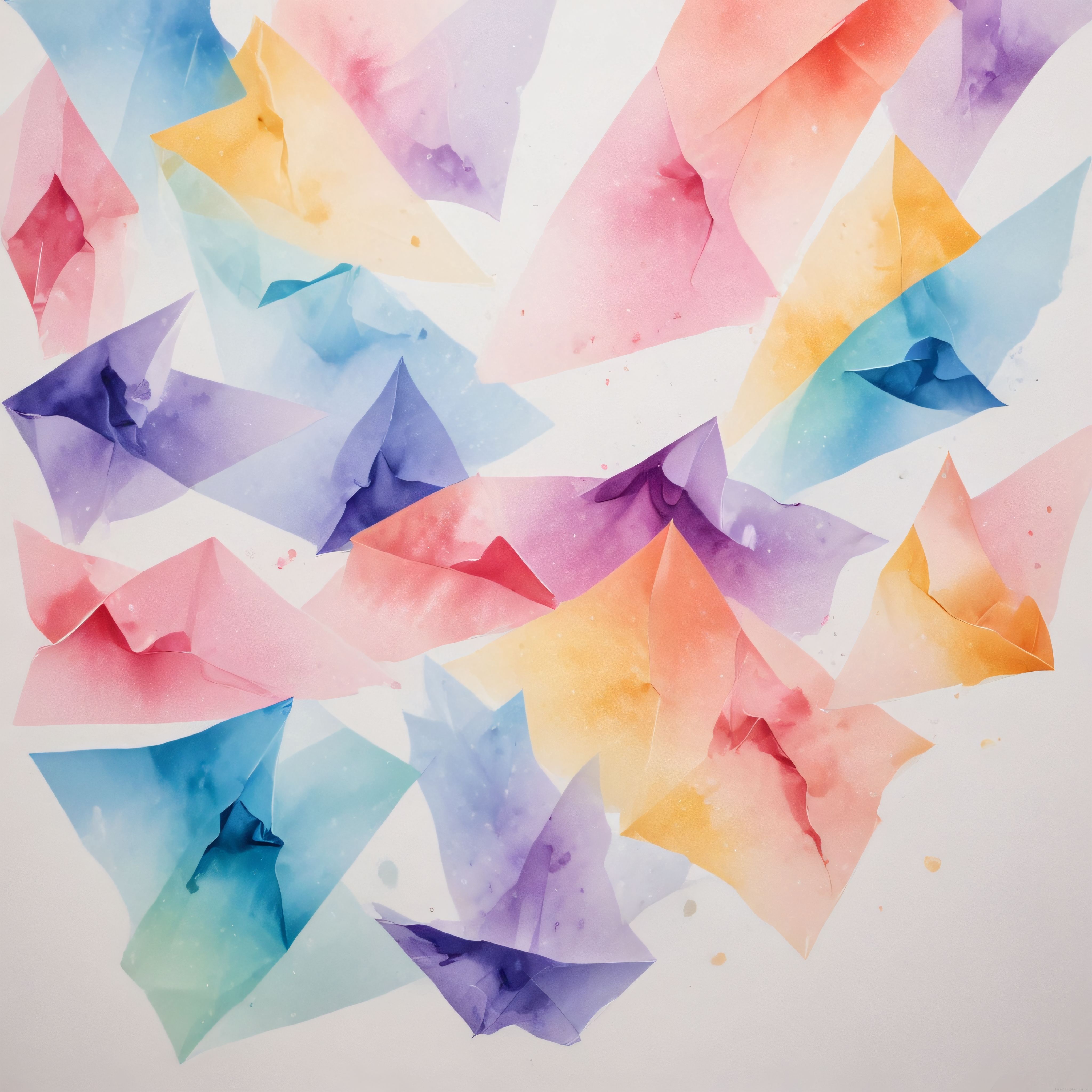 Suluboya Geometrik Şekillerin Pastel Tonlarda Soyut ve Havadar Dansı