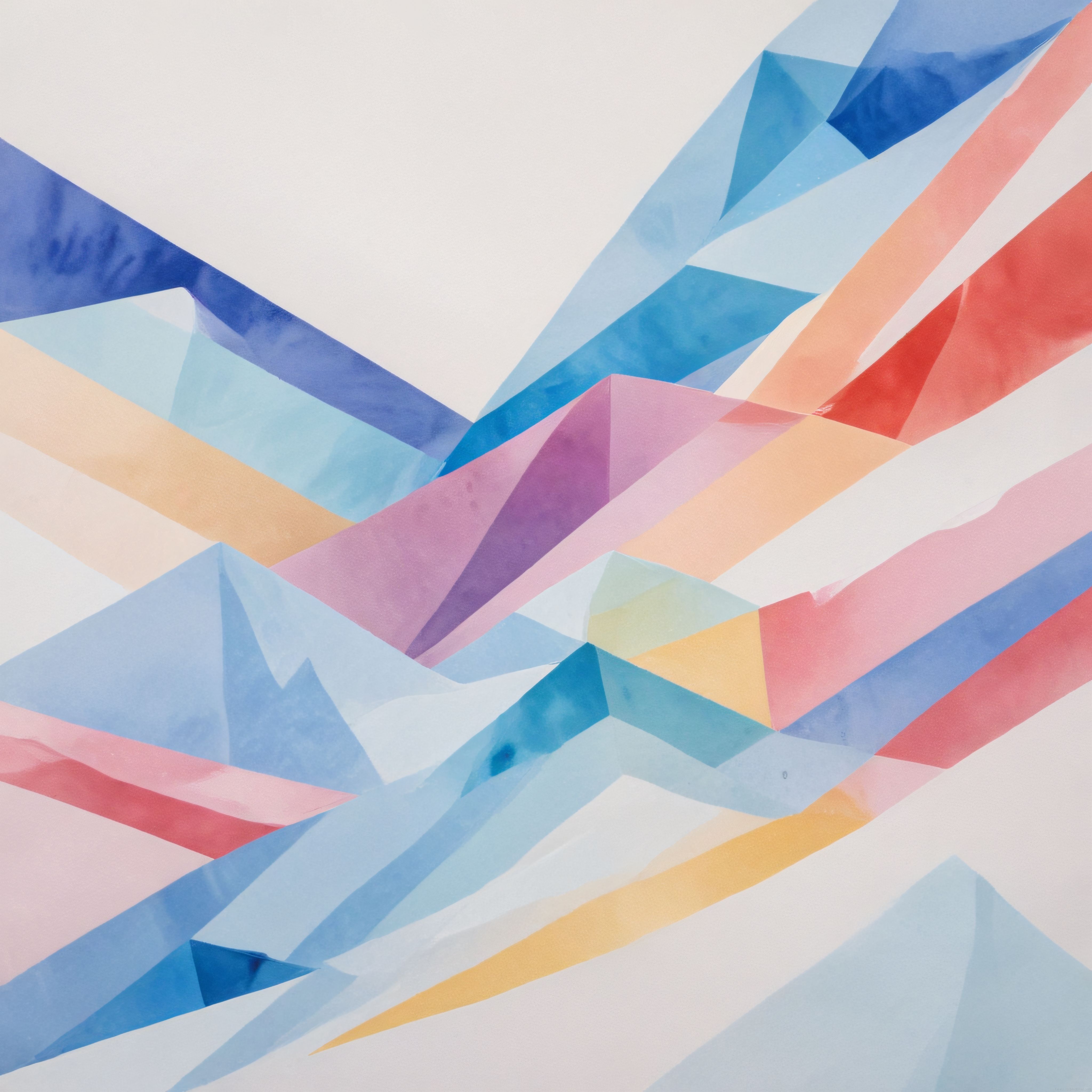 Suluboya Geometrik Soyut Arka Plan: Pastel Mavi ve Pembe Tonlarda