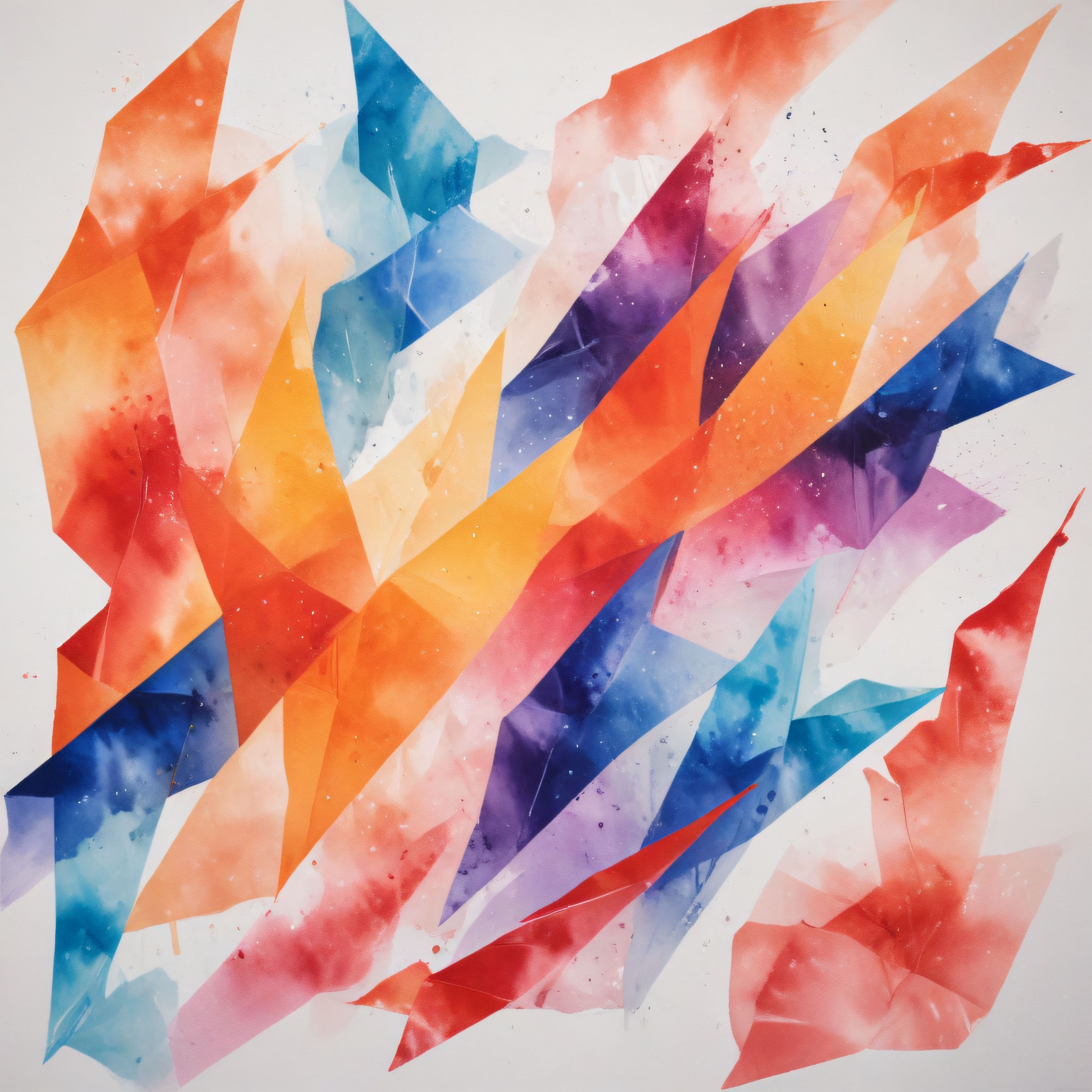 Suluboya Geometrik Soyut Desen: Canlı Renkler ve Üçgenlerle Modern Sanat