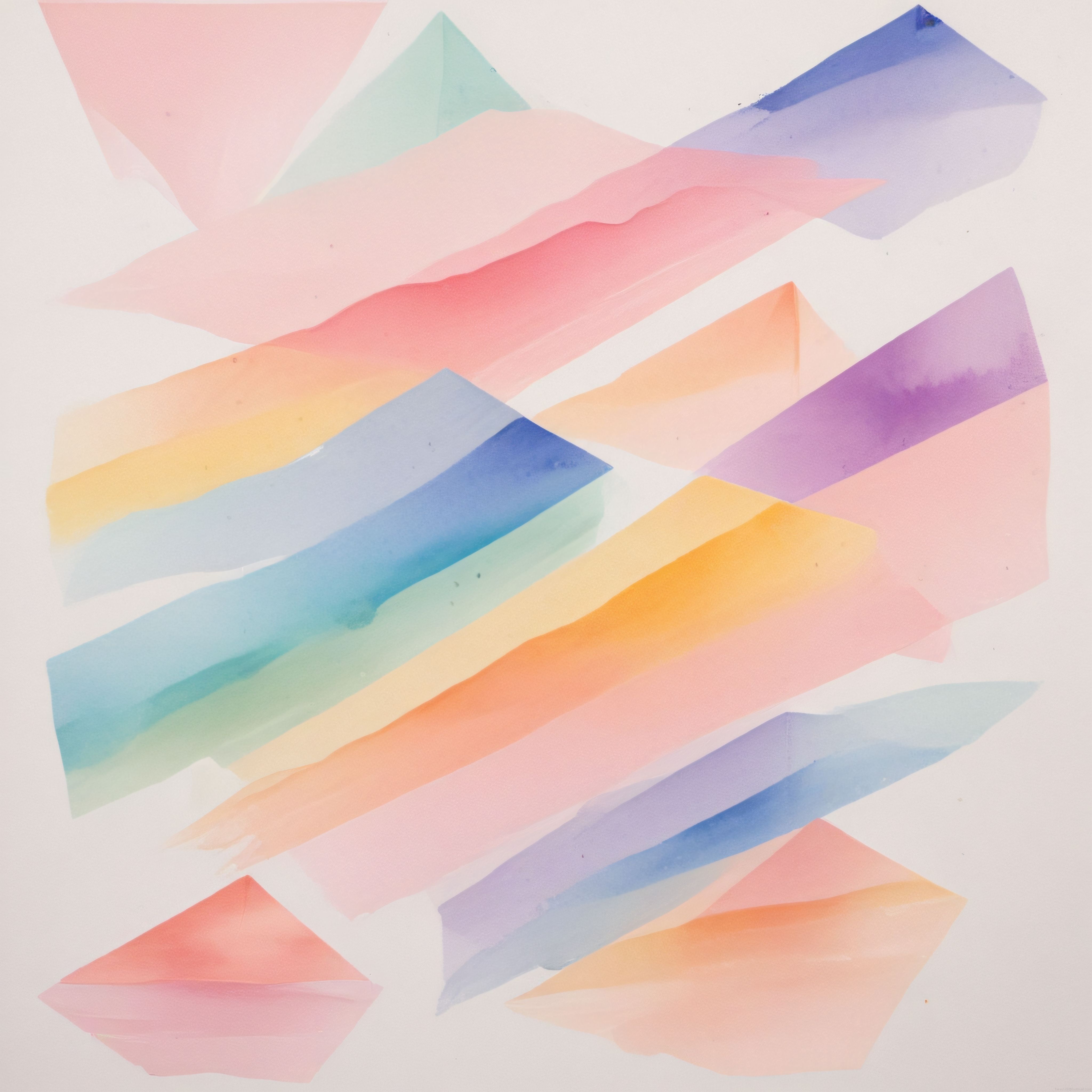 Suluboya Geometrik Soyut Komposisyon: Pastel Tonlarda Modern Sanat Çalışması