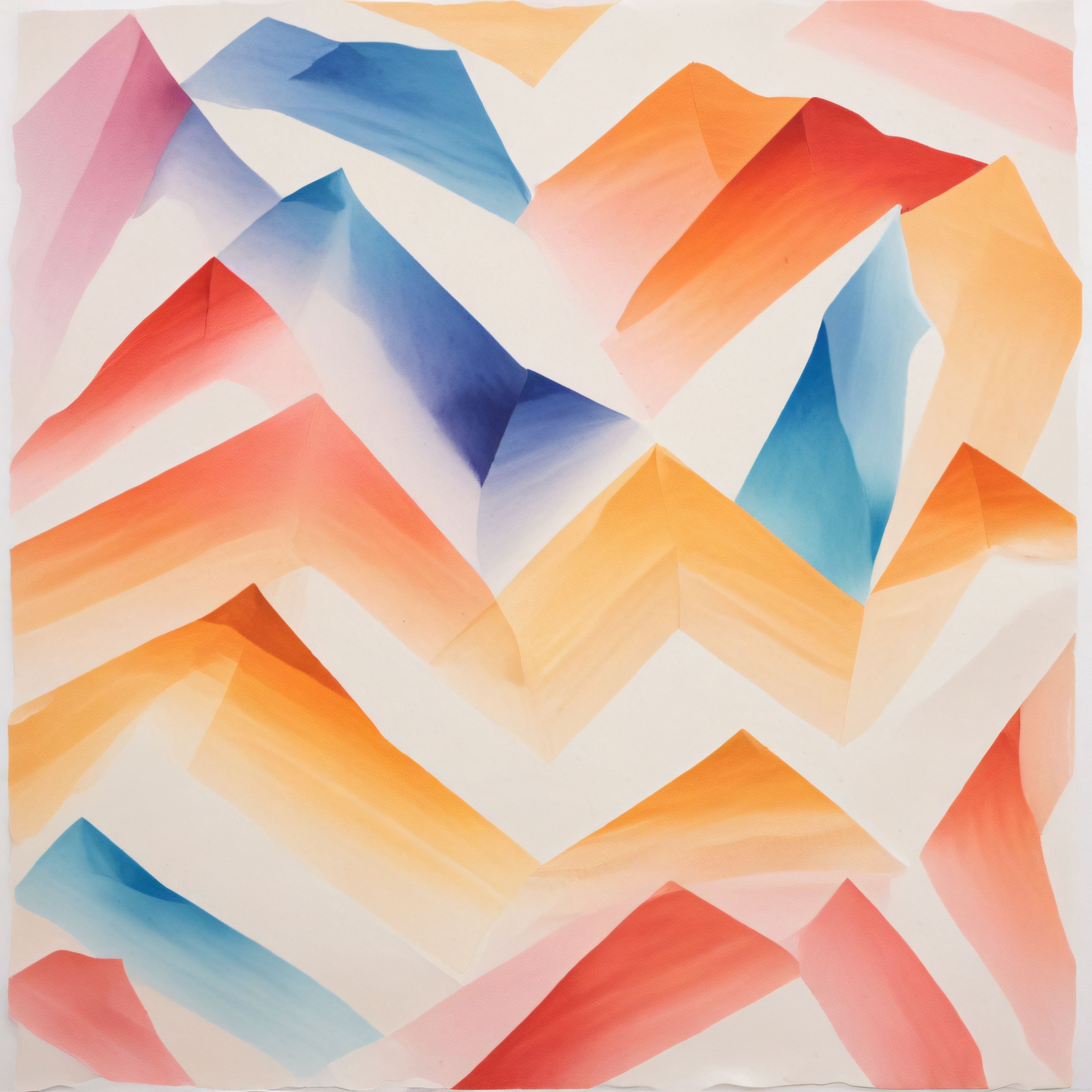 Suluboya Geometrik Soyut Sanat: Pastel ve Canlı Renklerle Modern Desen