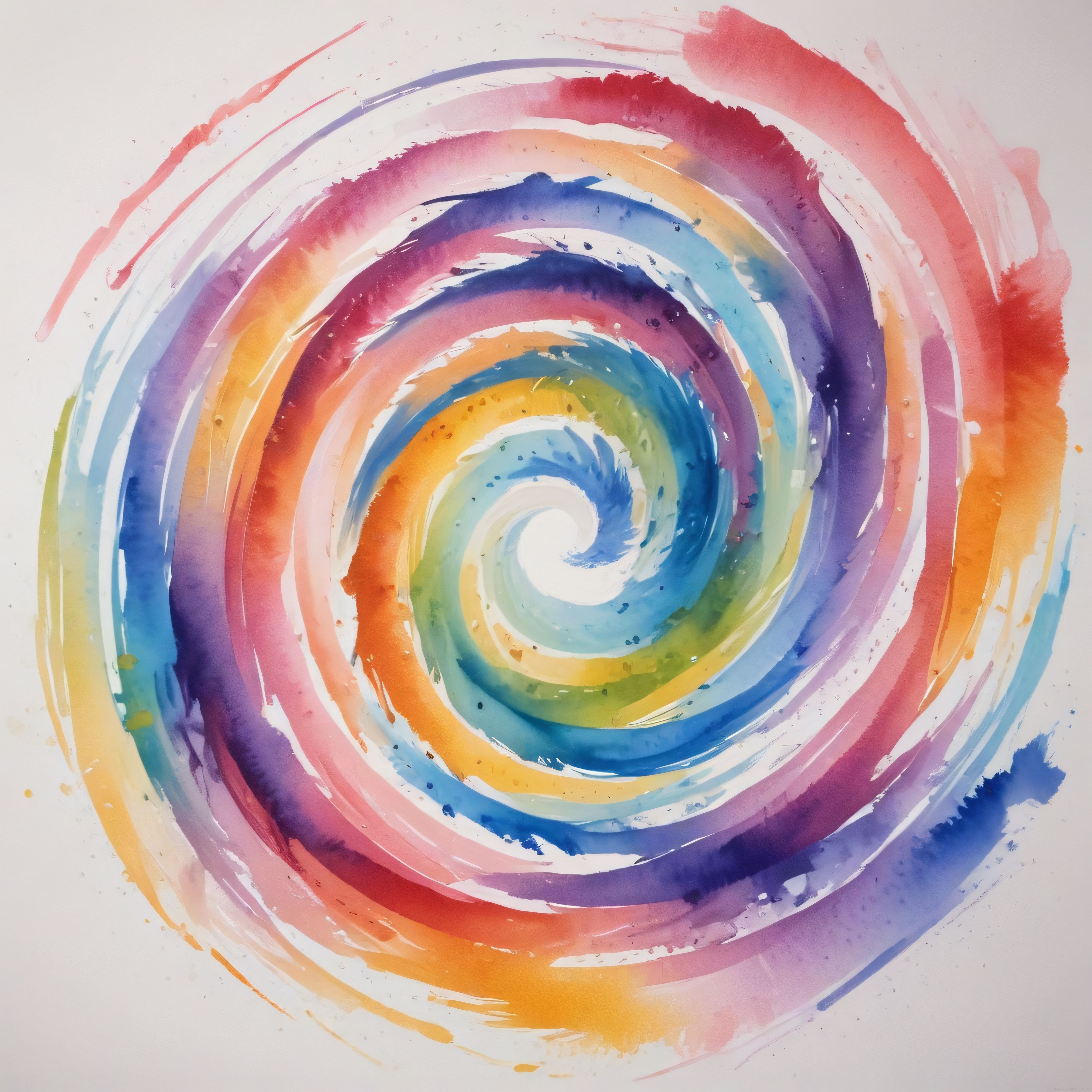 suluboya ile yapılmış renkli soyut spiral desenli sanat eseri