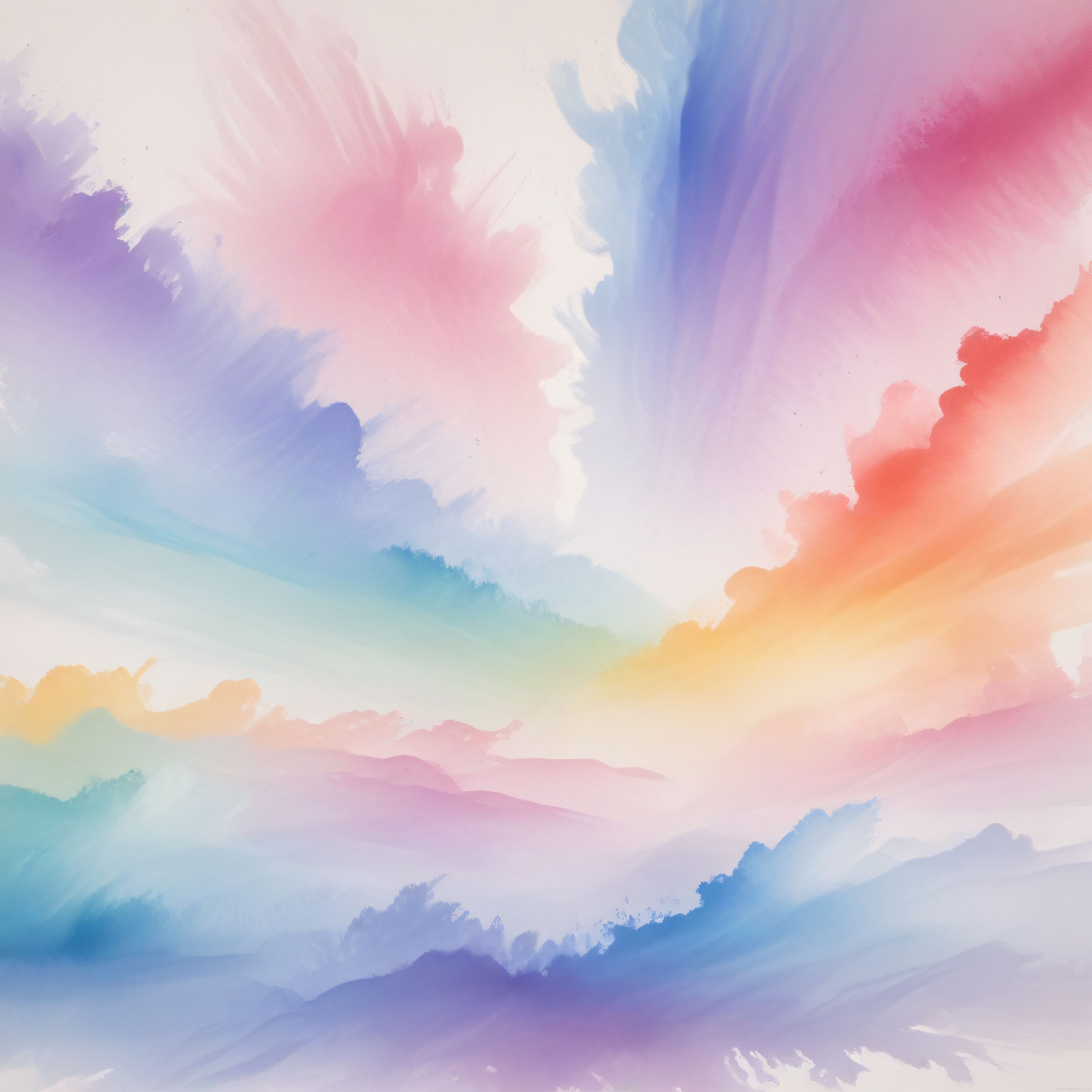 Suluboya pastel tonlarda renkli bulutlar ve gökyüzü soyut sanat arka planı