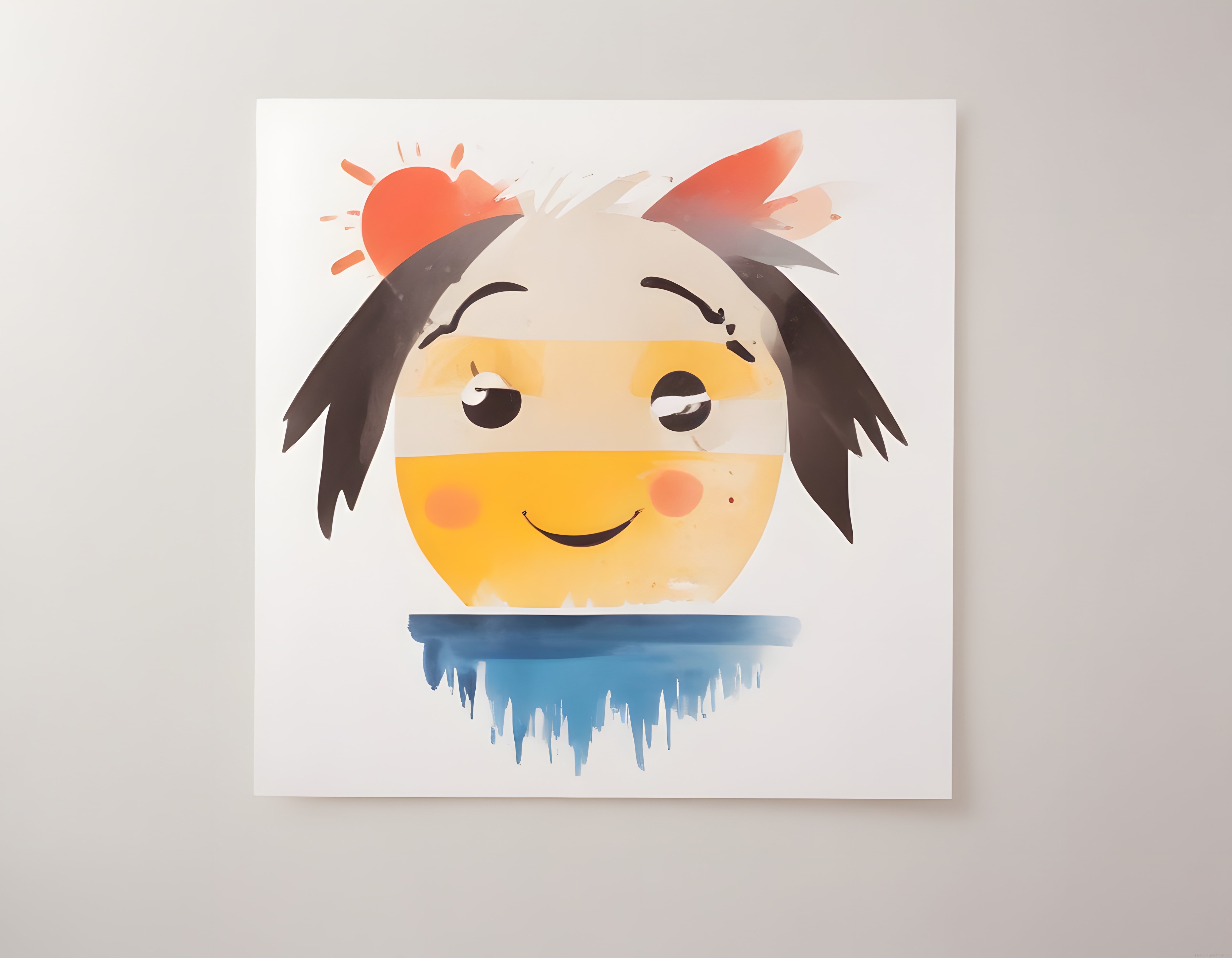 Suluboya Sevimli Çocuk İllüstrasyonu Minimal Duvar Dekoru ve Modern Sanat Tablosu