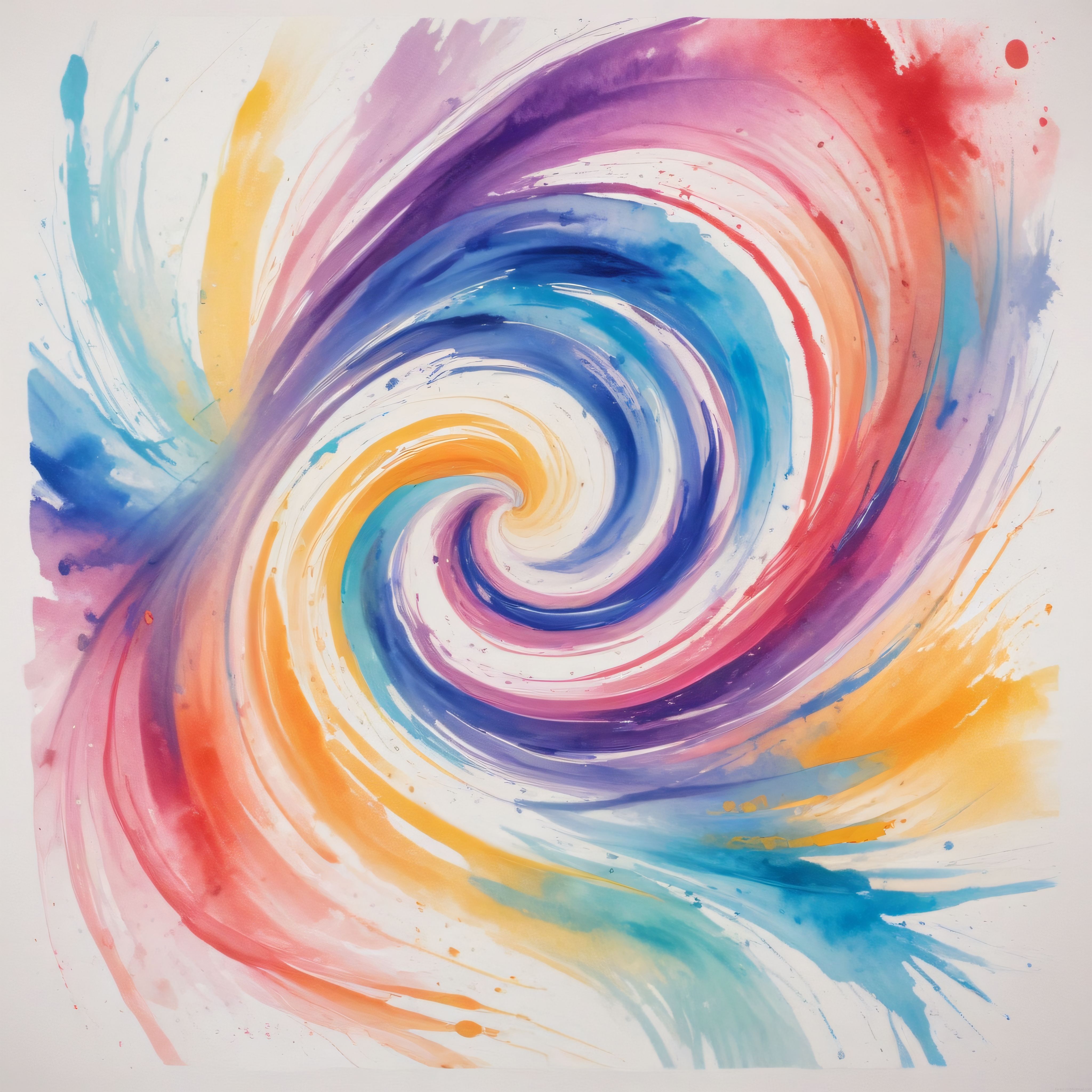 Suluboya Spiral: Gökkuşağı Renklerinde Soyut Sanat Eseri ve Duyusal Boya Akışları