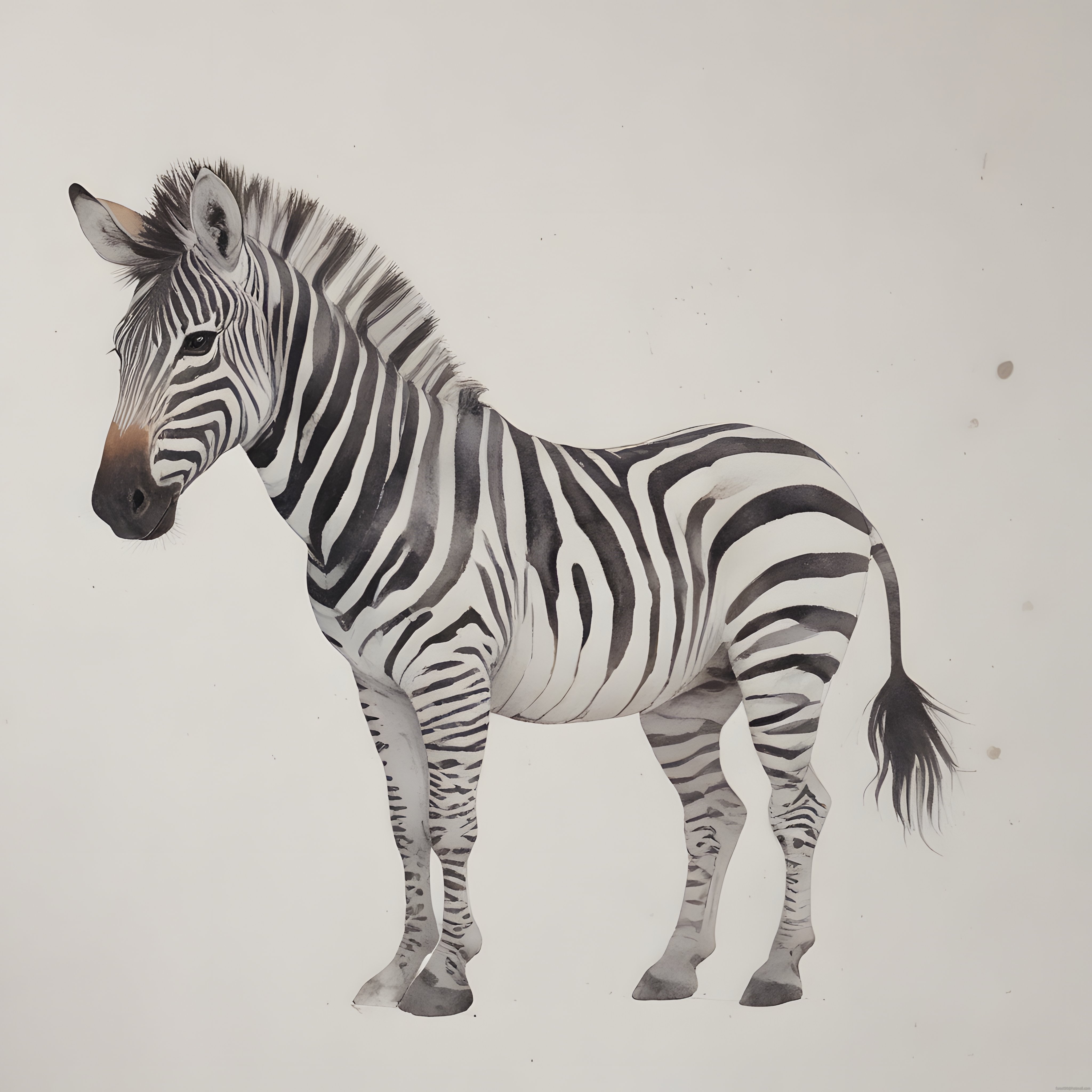 Suluboya Tekniğinde Zarif Bir Zebra Portresi: Siyah Beyaz Minimalist Sanat