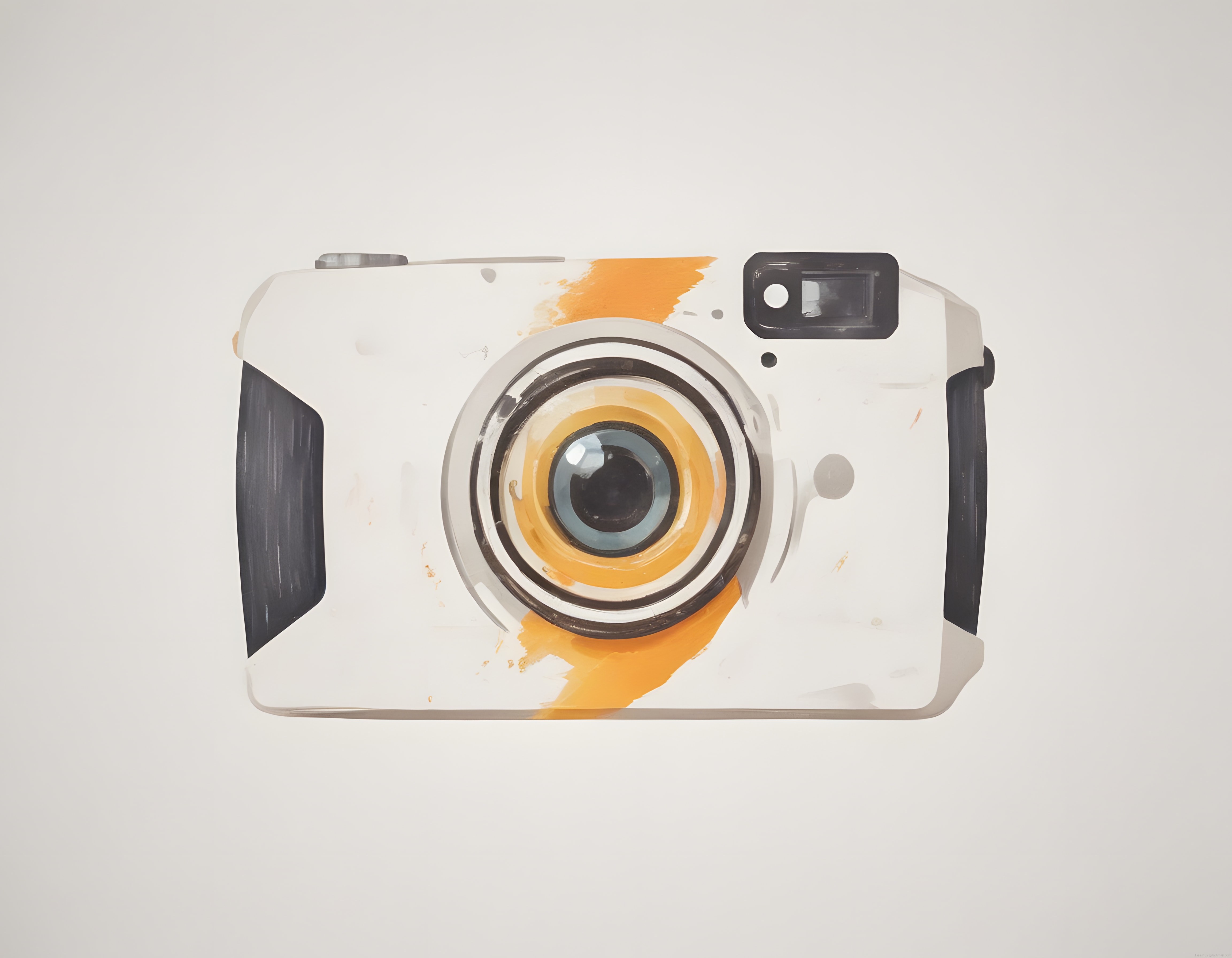 Suluboya Tekniğiyle Çizilmiş Vintage Fotoğraf Makinesi Sanatsal Çalışma