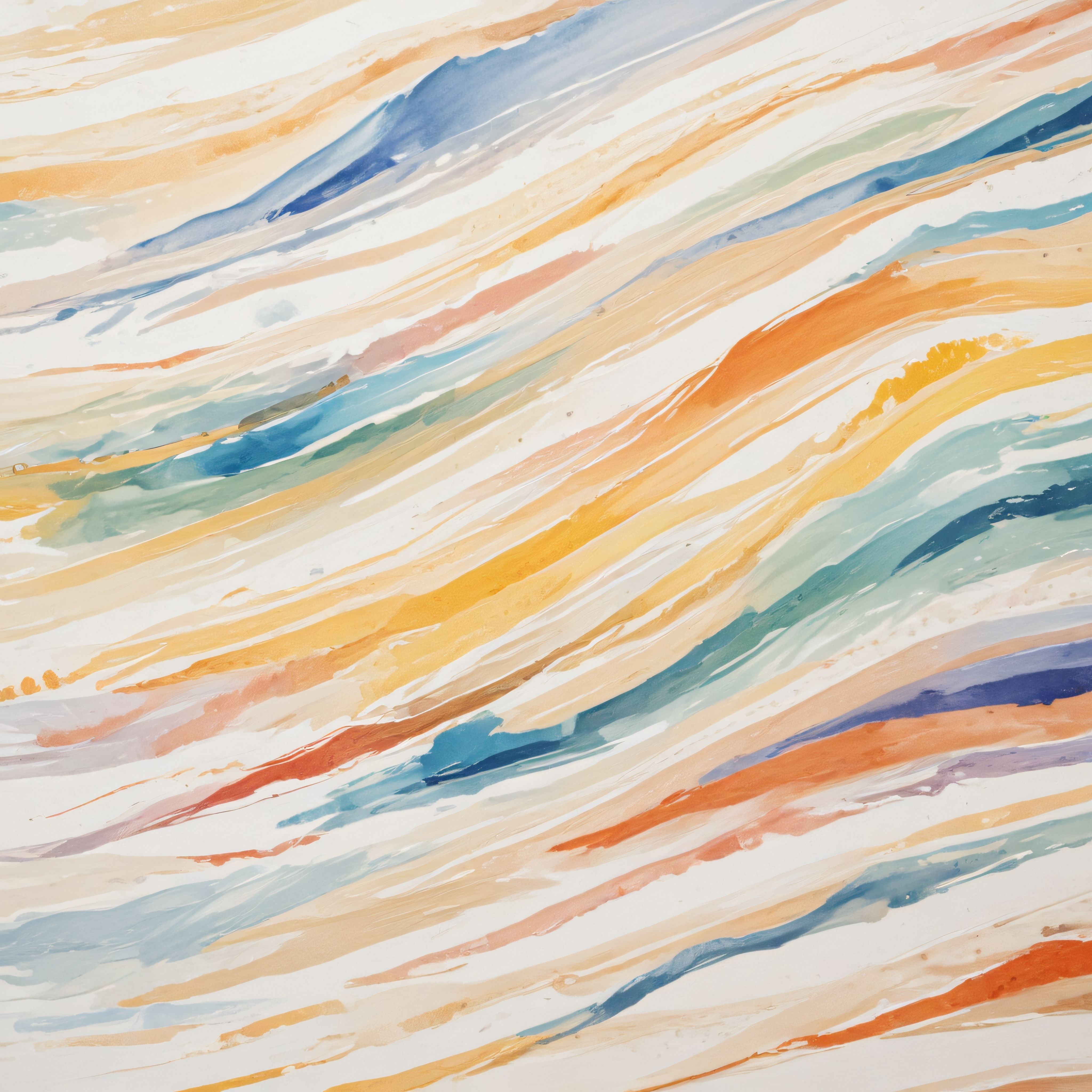 Suluboya Tekniğiyle Pastel Renklerde Hareketli ve Soyut Sanat Kompozisyonu
