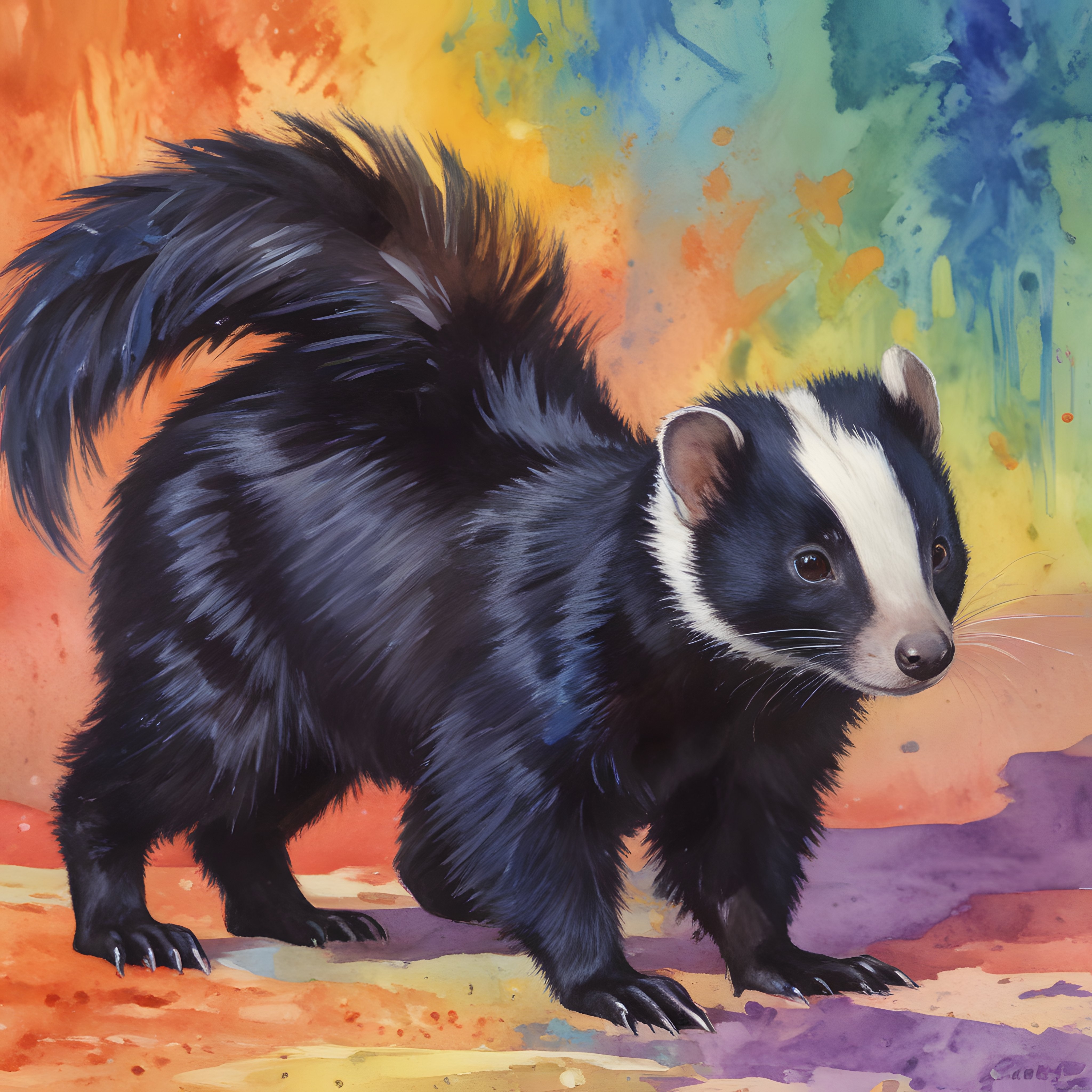 Suluboya tekniğiyle renkli arka plan üzerinde detaylı kokarca illüstrasyonu