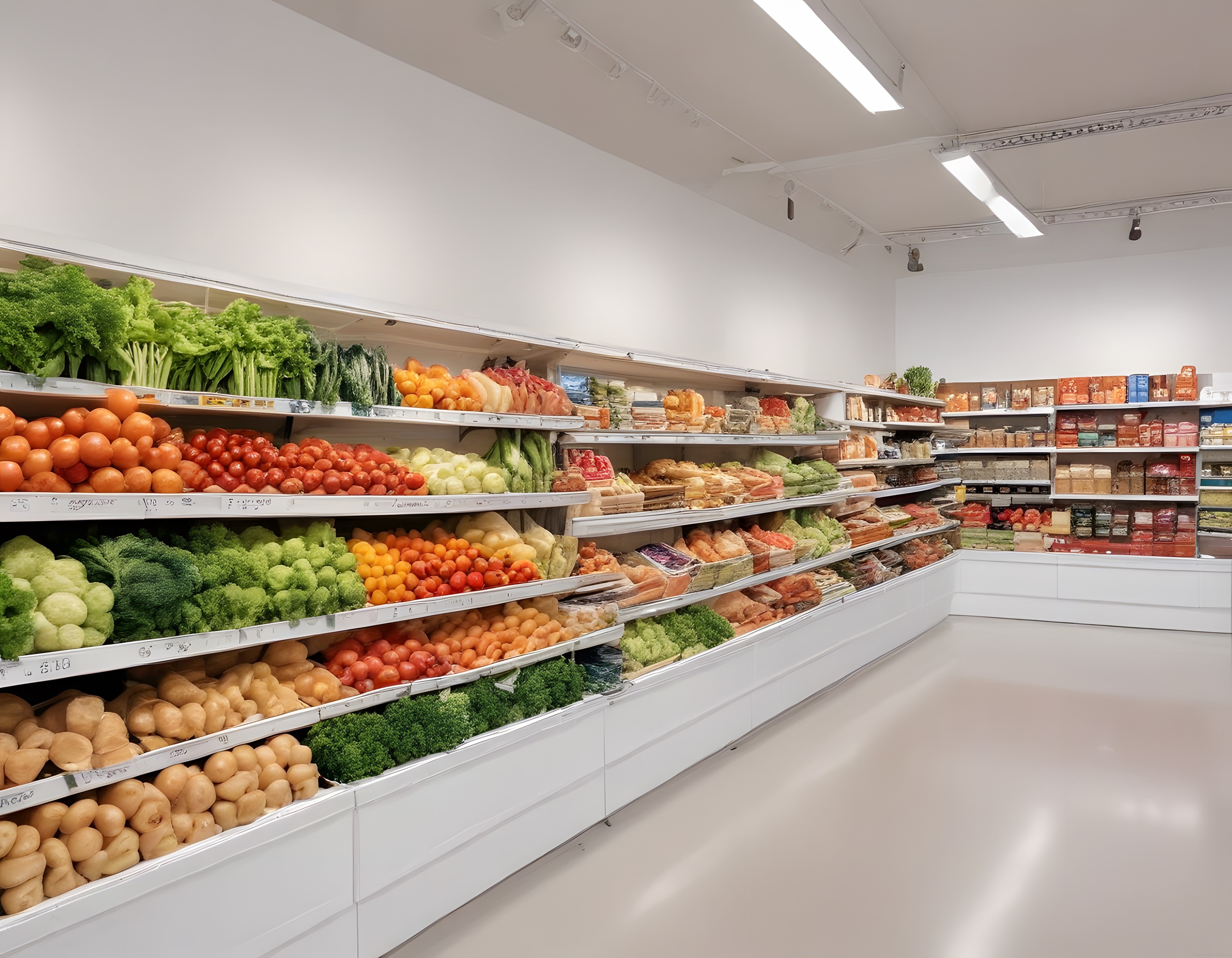 Süpermarket Sebze Reyonunda Düzenli Sıralanmış Taze ve Renkli Ürünler