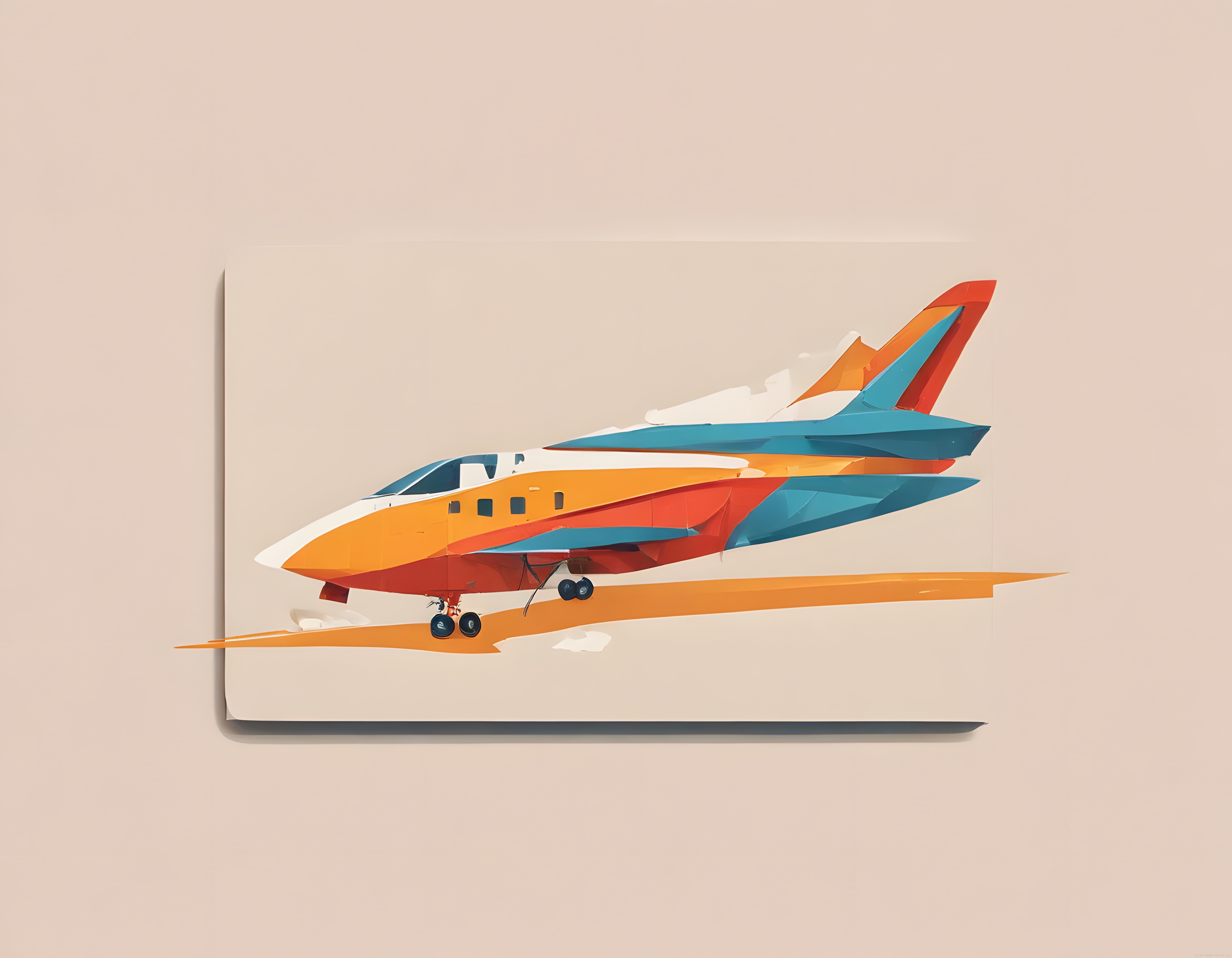 Süpersonik Jet Uçağının Geometrik ve Renkli Dijital İllüstrasyonu