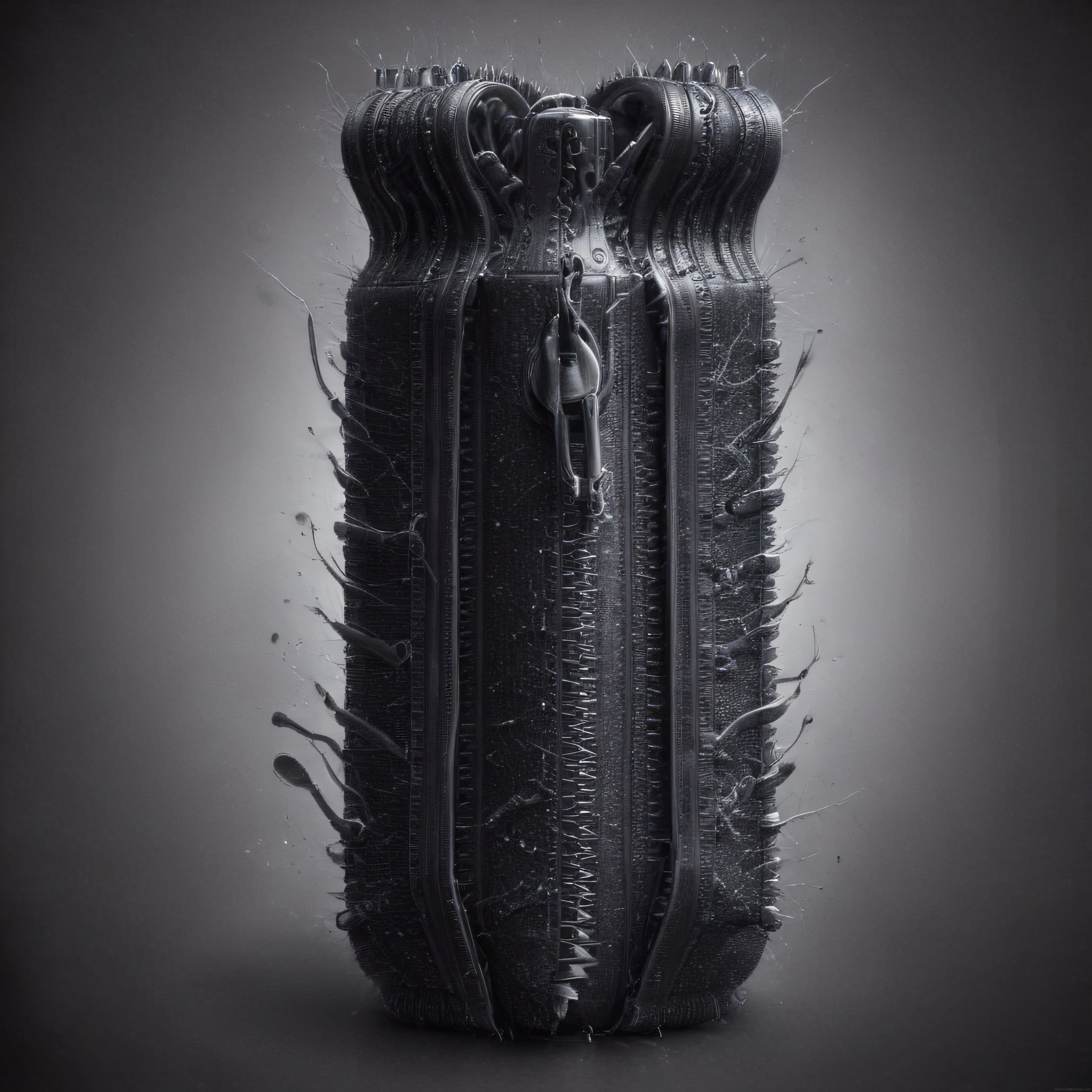 Sürreal Biyomekanik Fermuar: Giger Tarzında Karanlık ve Organik 3D Tasarım